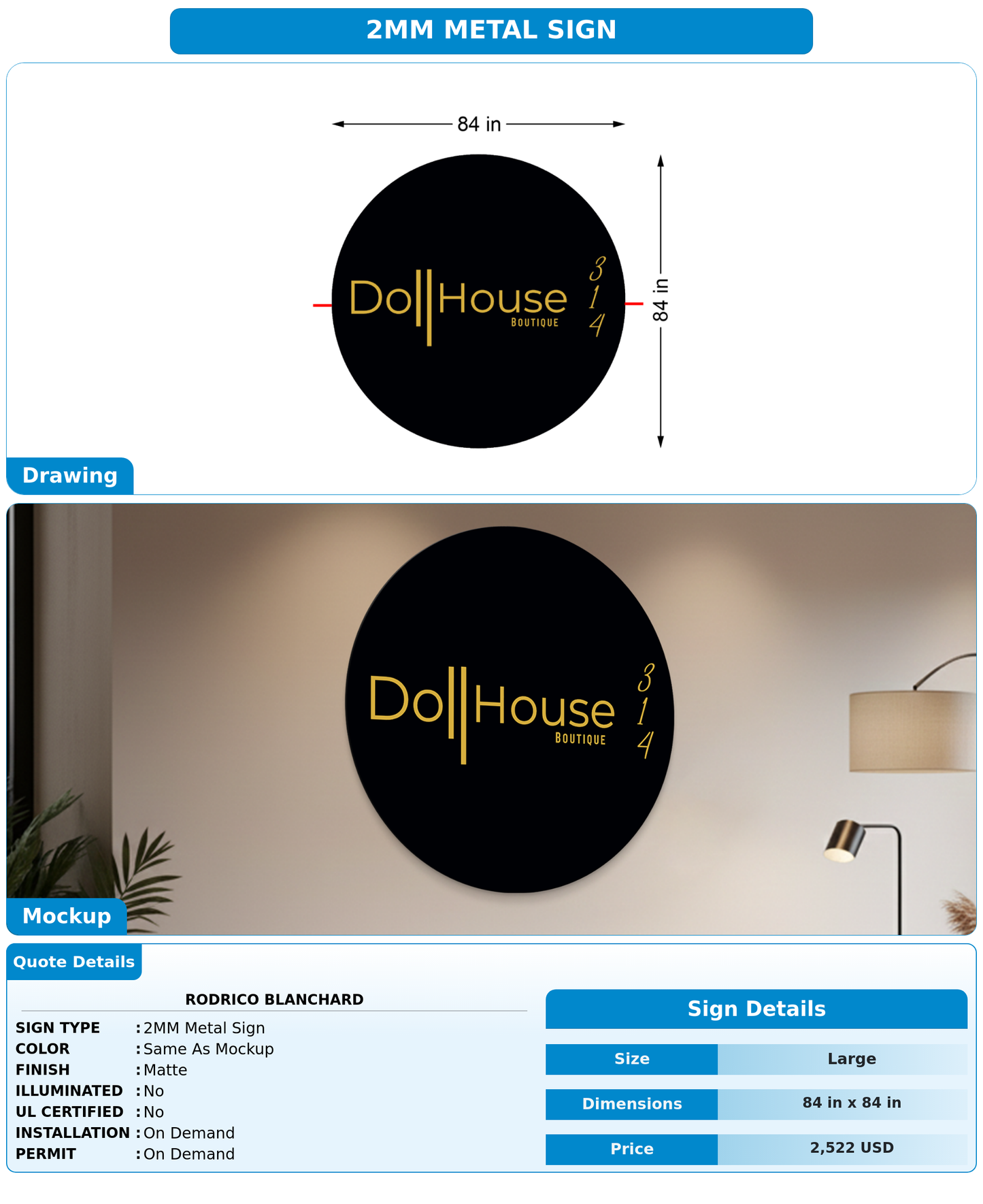 CUSTOM MOCKUP SIGN FOR Rodrico Blanchard