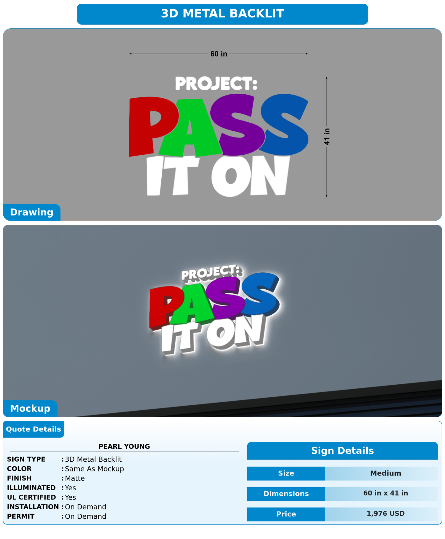 CUSTOM MOCKUP SIGN FOR Pearl young
