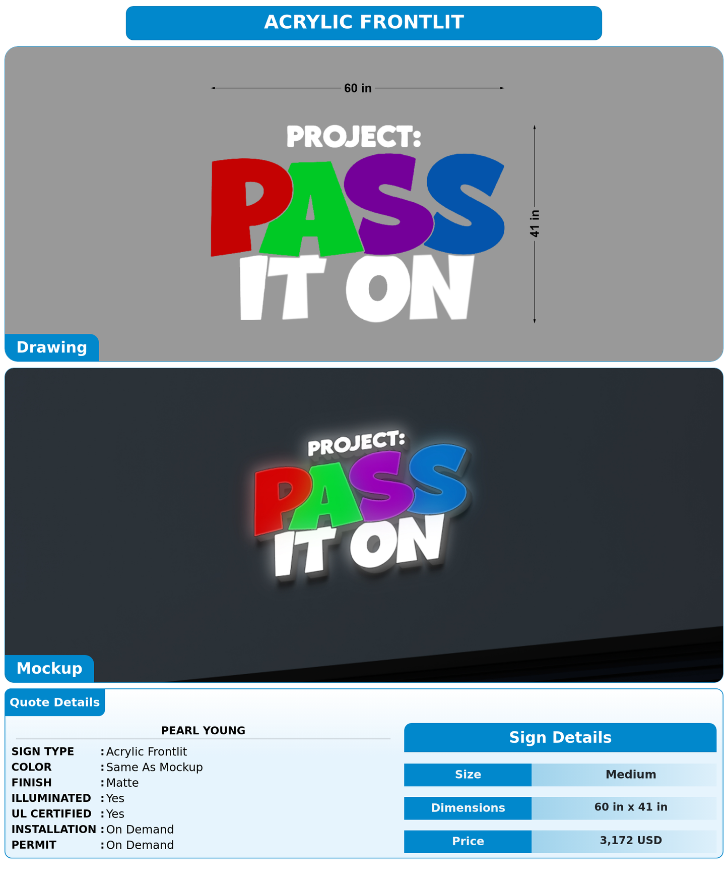 CUSTOM MOCKUP SIGN FOR Pearl young