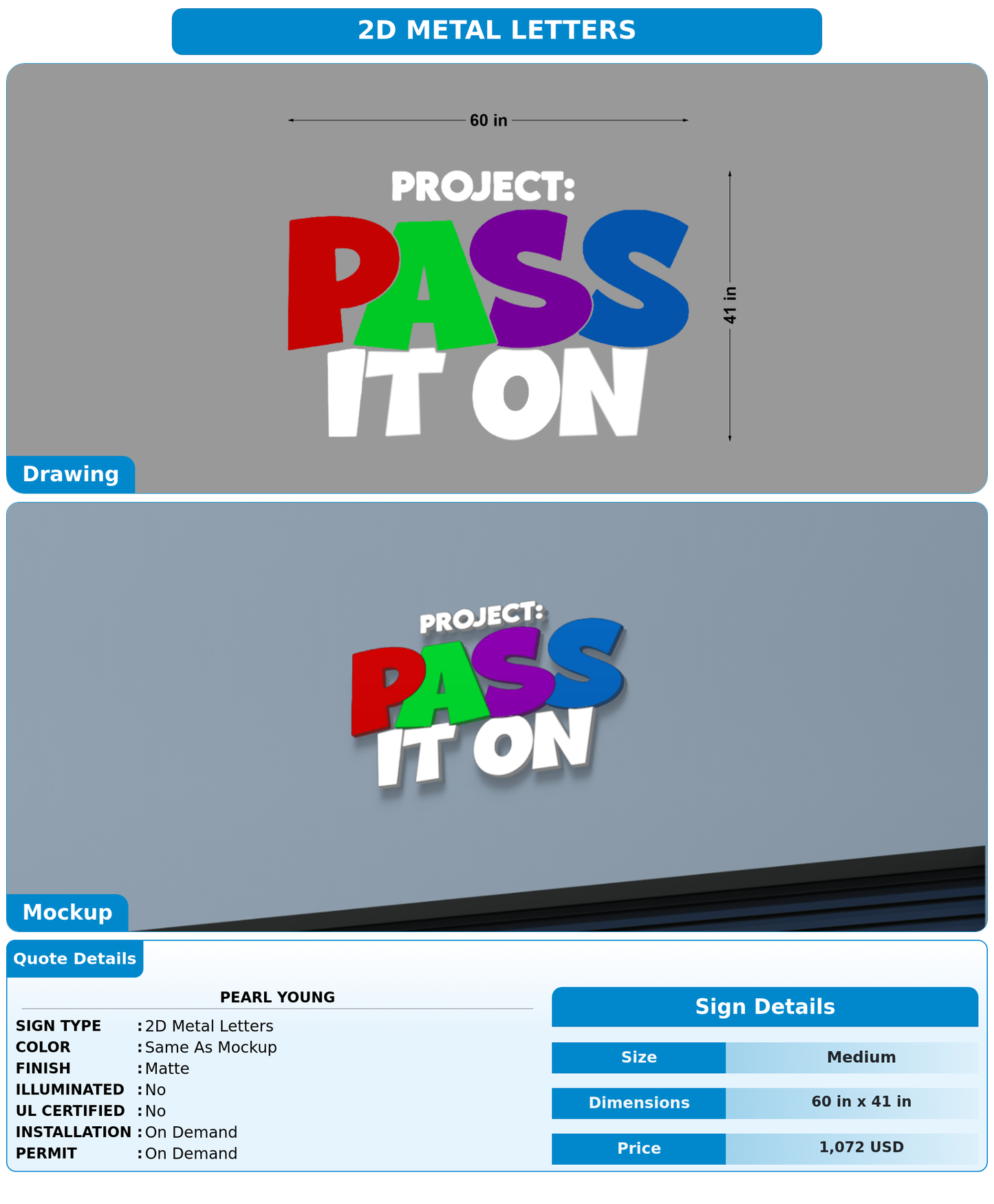 CUSTOM MOCKUP SIGN FOR Pearl young