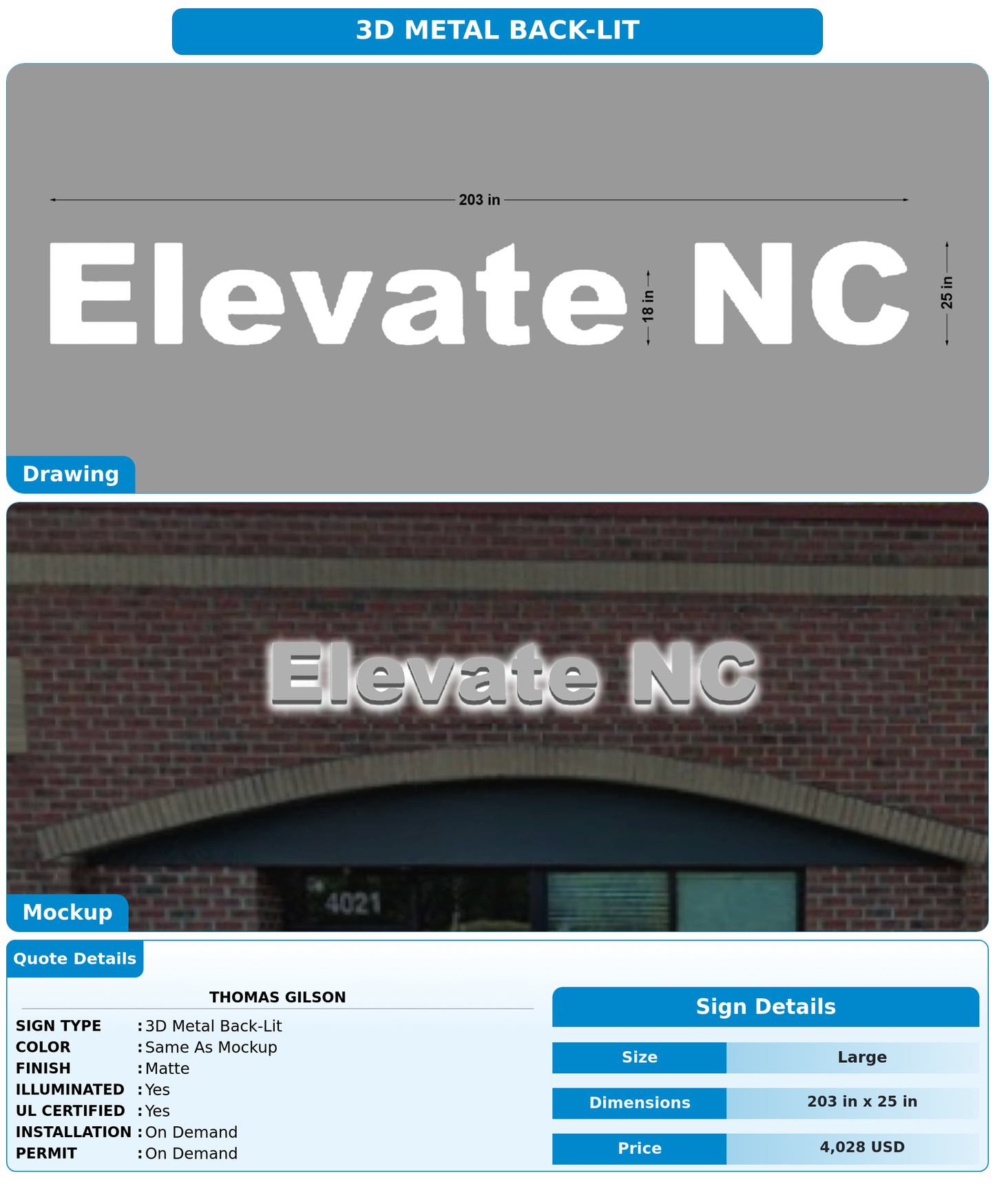 CUSTOM MOCKUP SIGN FOR Thomas Gilson
