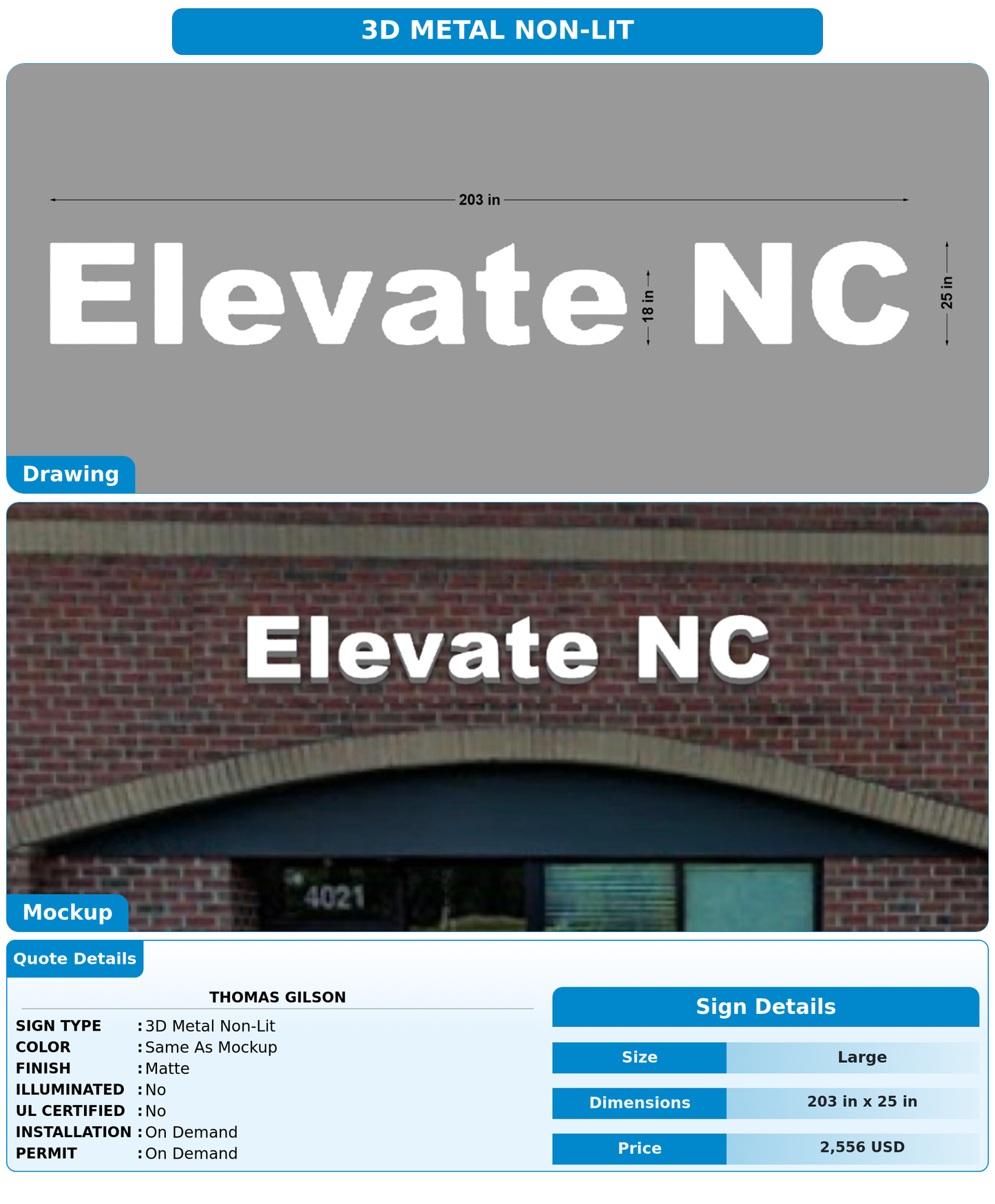 CUSTOM MOCKUP SIGN FOR Thomas Gilson