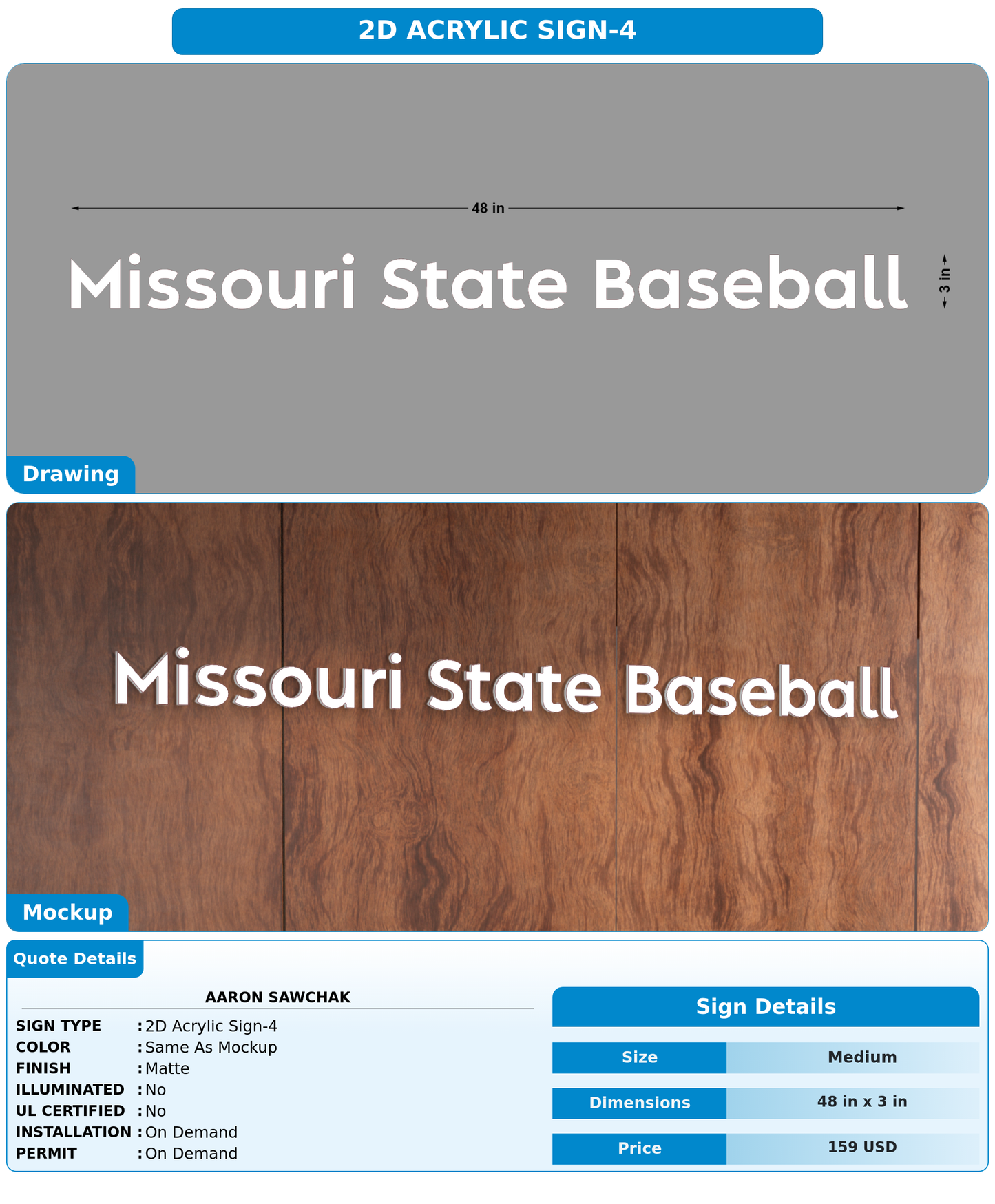 CUSTOM MOCKUP SIGN FOR Aaron Sawchak