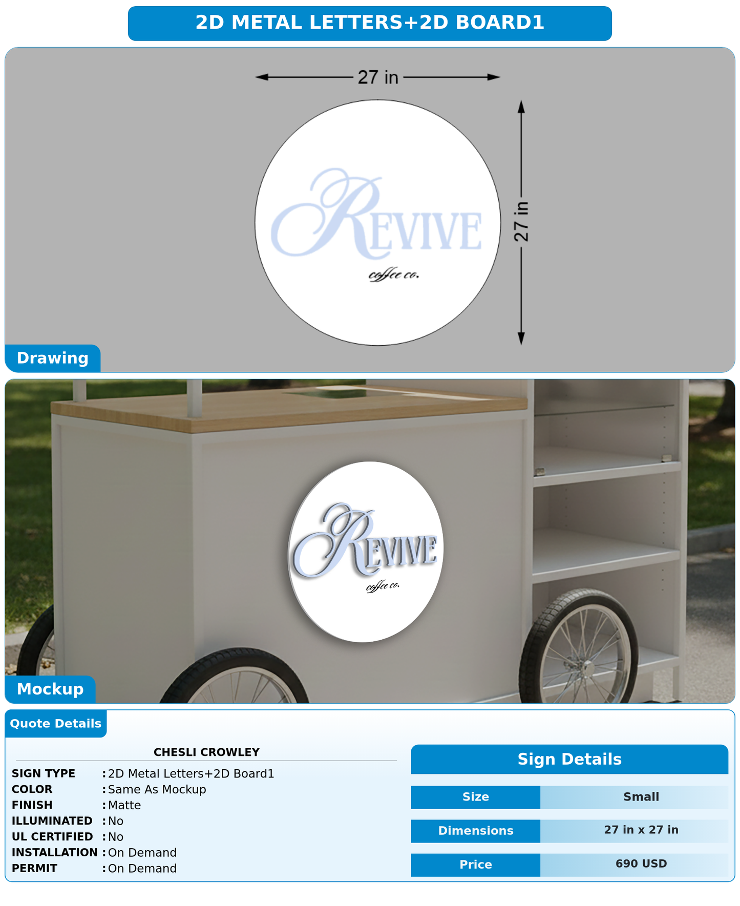 CUSTOM MOCKUP SIGN FOR Chesli Crowley
