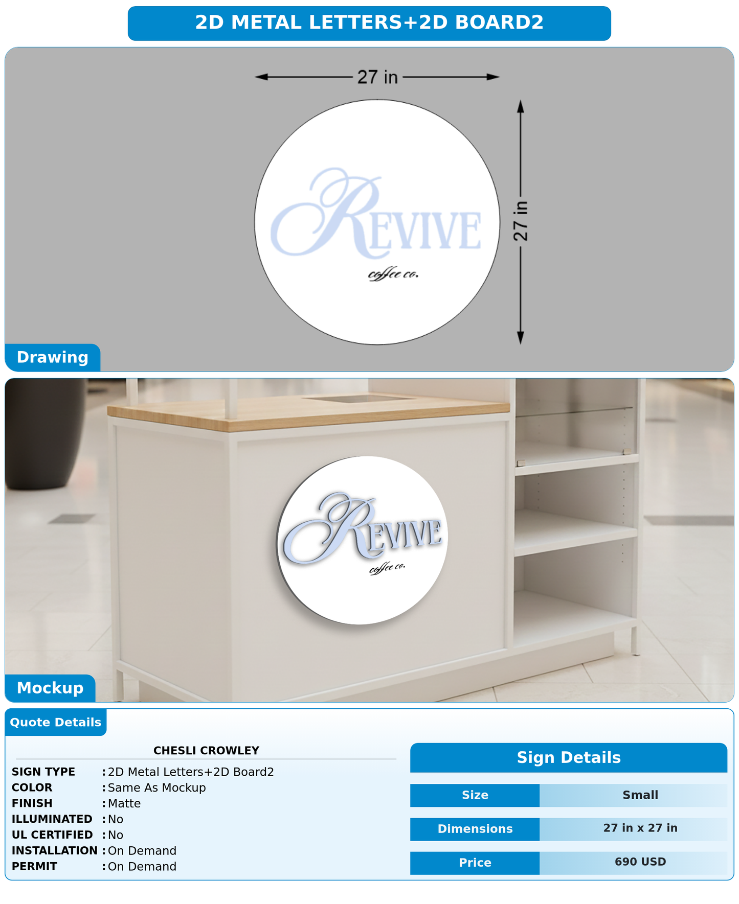CUSTOM MOCKUP SIGN FOR Chesli Crowley