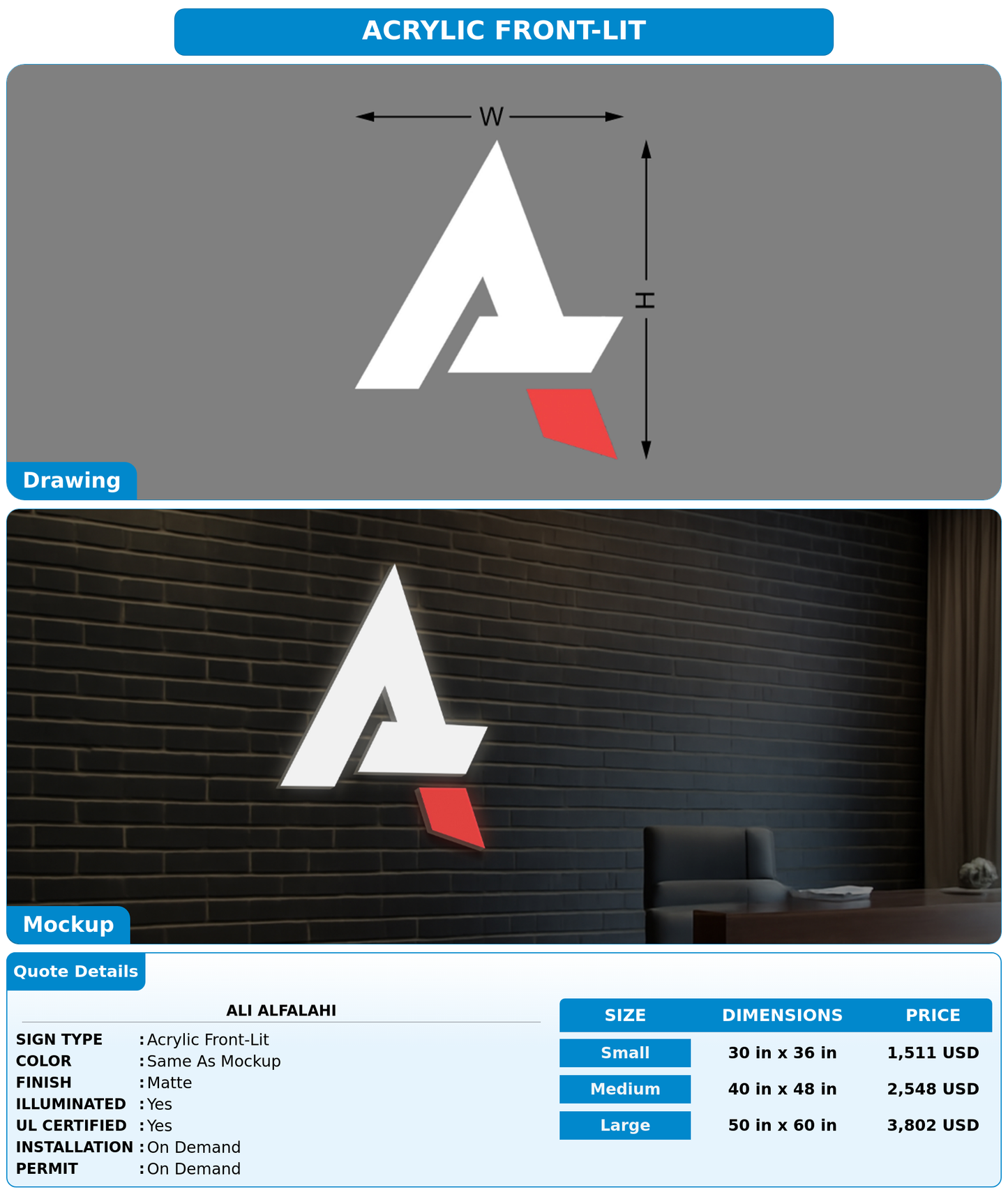 CUSTOM MOCKUP SIGN FOR Ali  Alfalahi