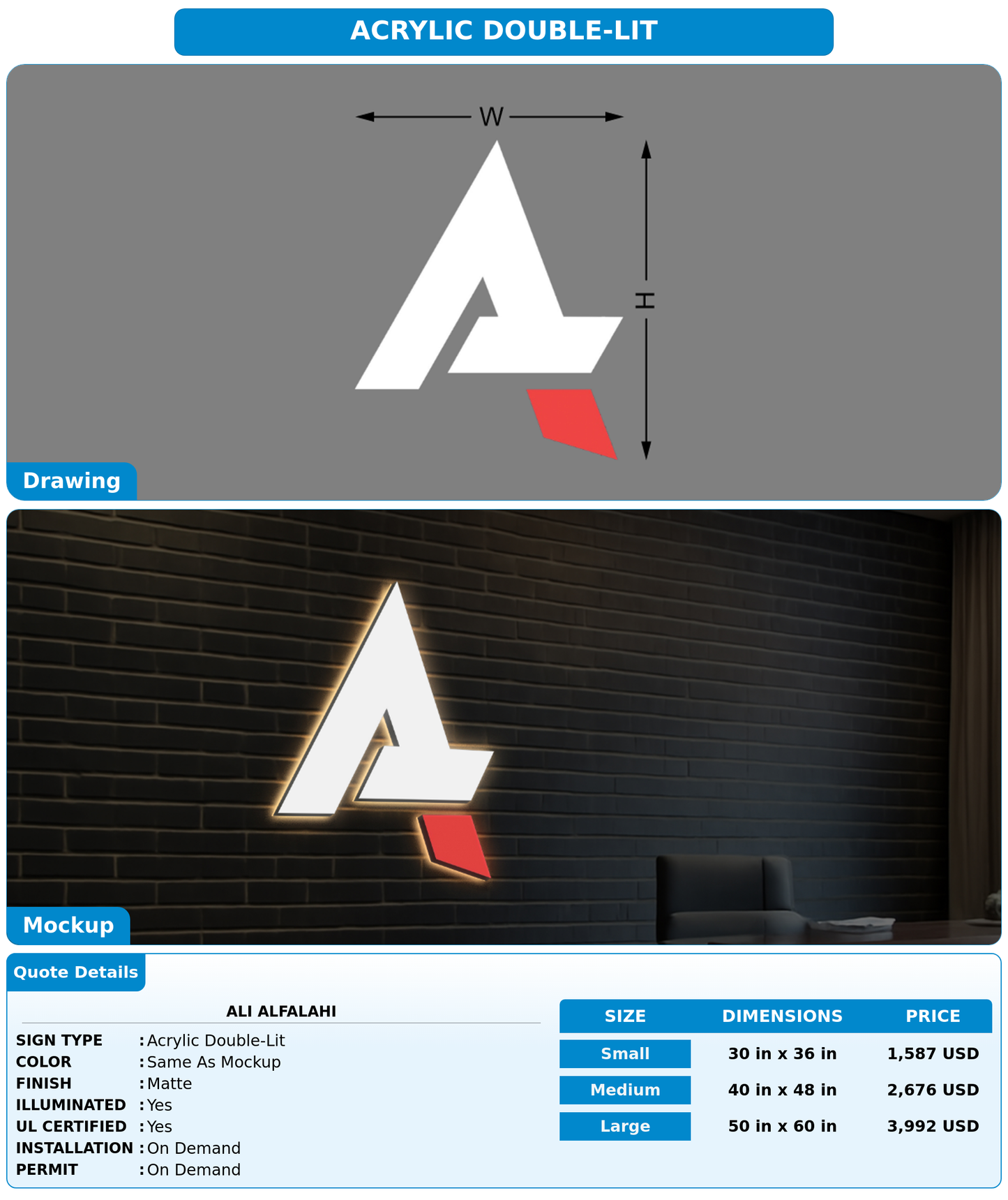 CUSTOM MOCKUP SIGN FOR Ali  Alfalahi