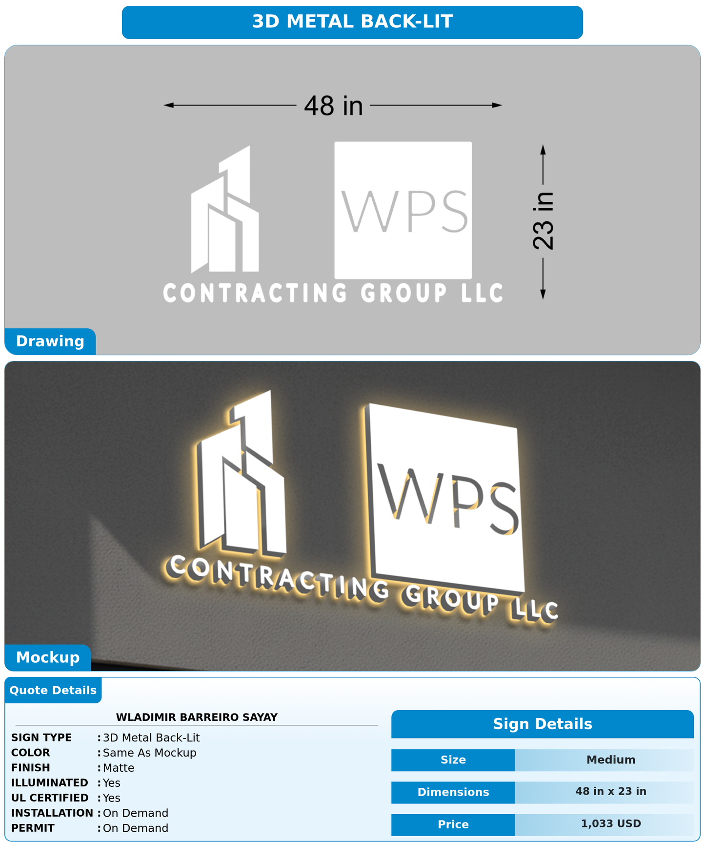 CUSTOM MOCKUP SIGN FOR Wladimir Barreiro sayay
