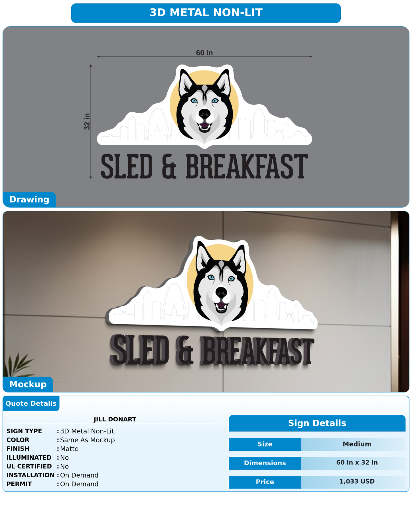 CUSTOM MOCKUP SIGN FOR Jill Donart