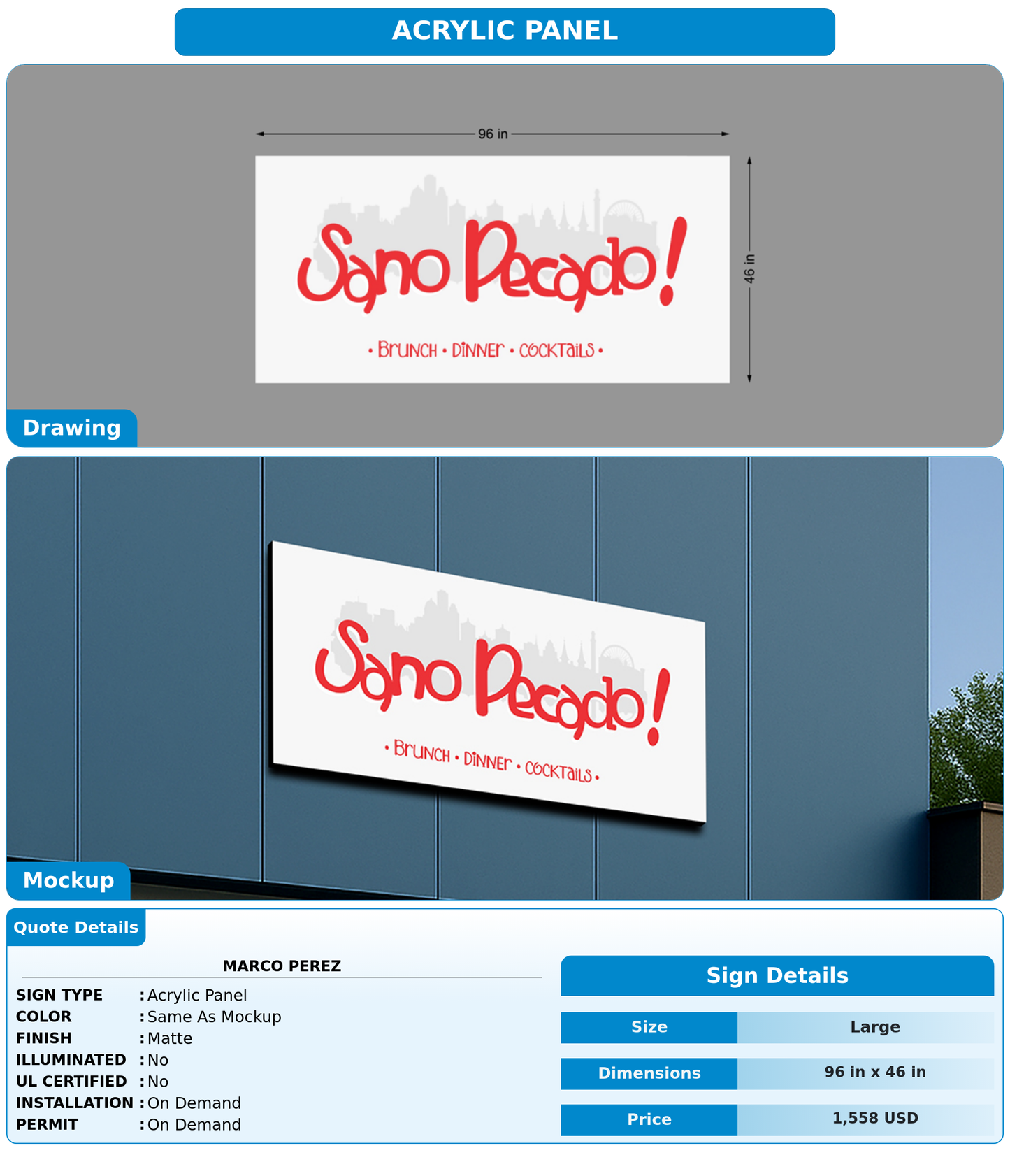 CUSTOM MOCKUP SIGN FOR Marco Perez