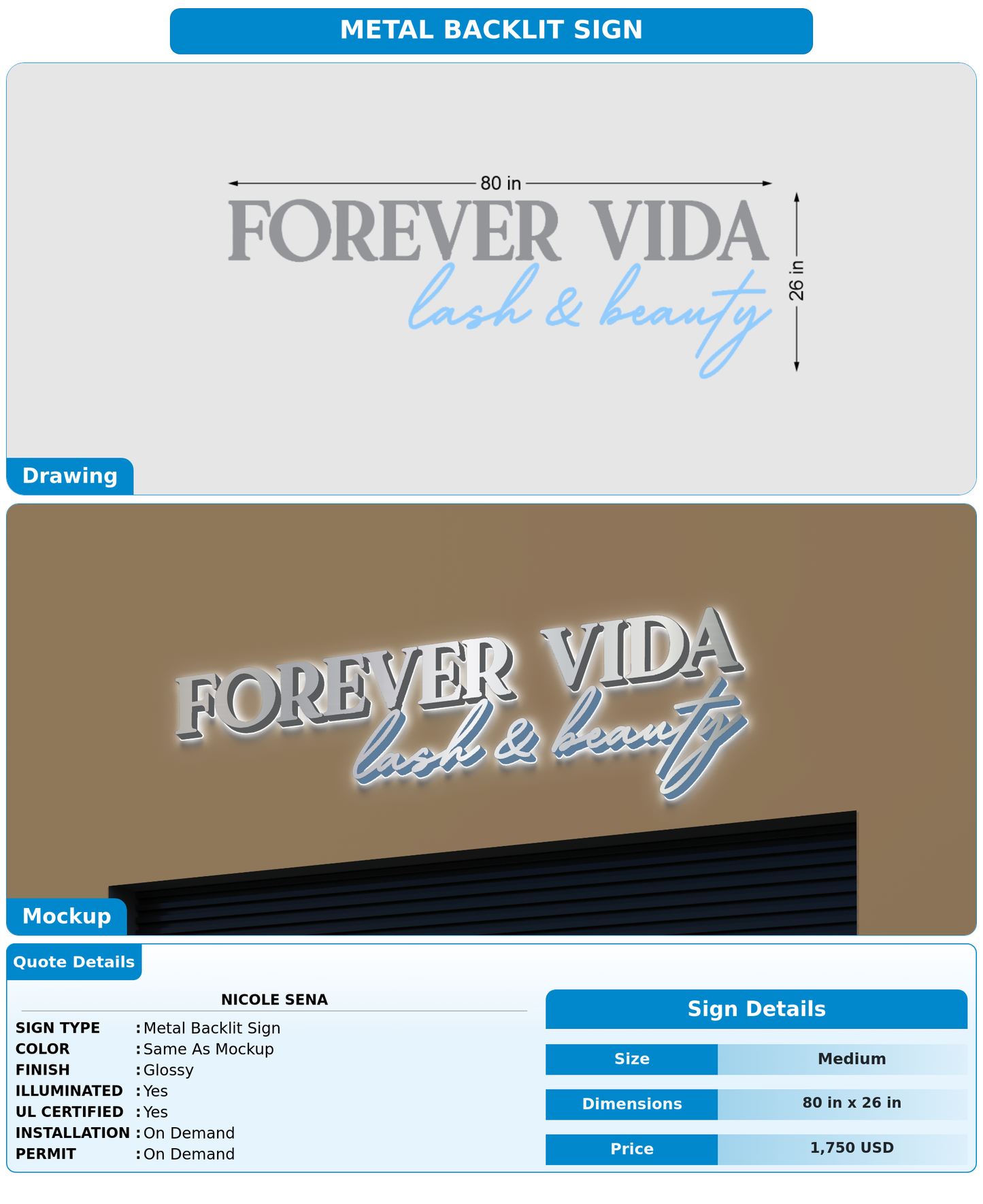 CUSTOM MOCKUP SIGN FOR Nicole Sena