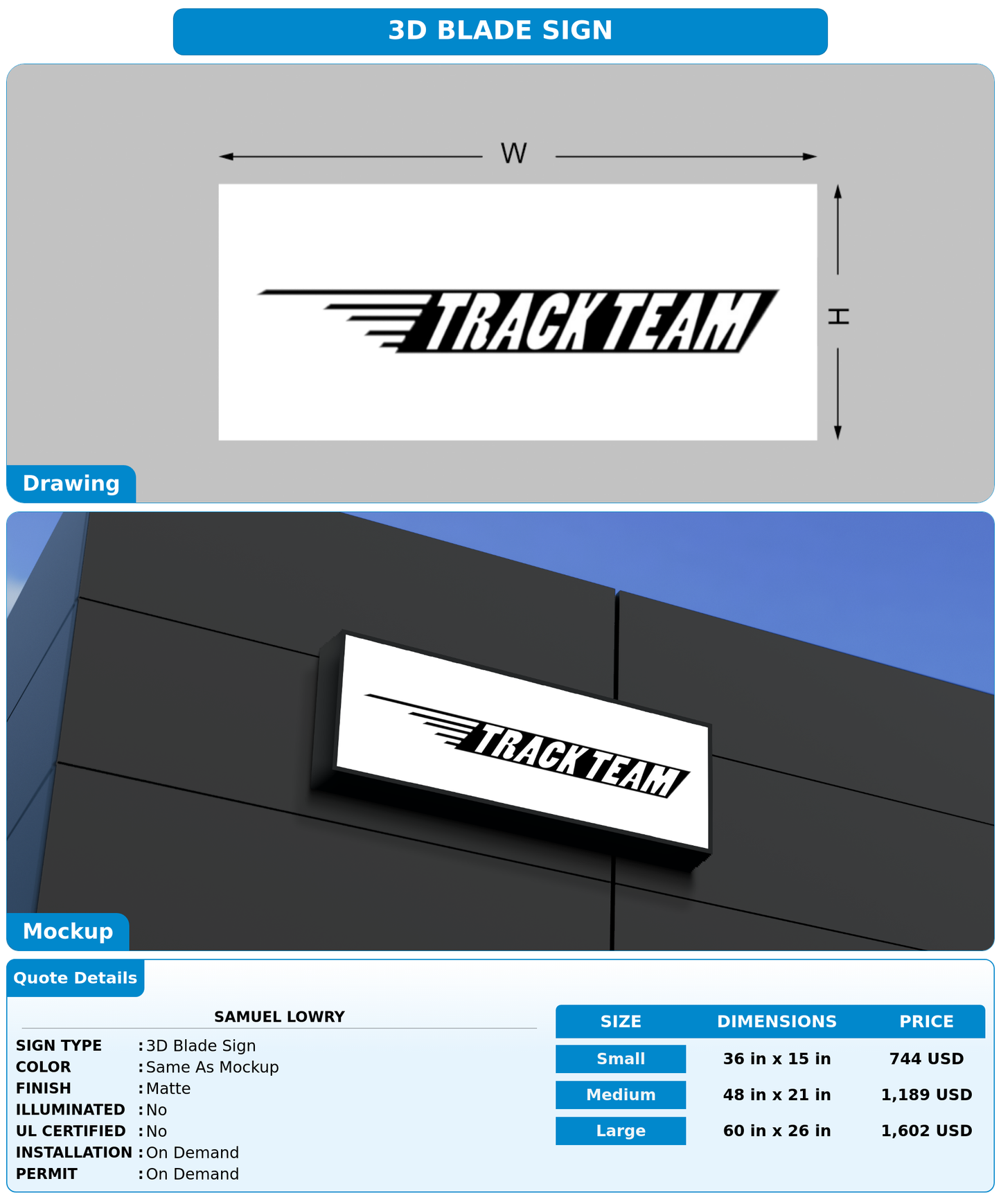 CUSTOM MOCKUP SIGN FOR Samuel Lowry