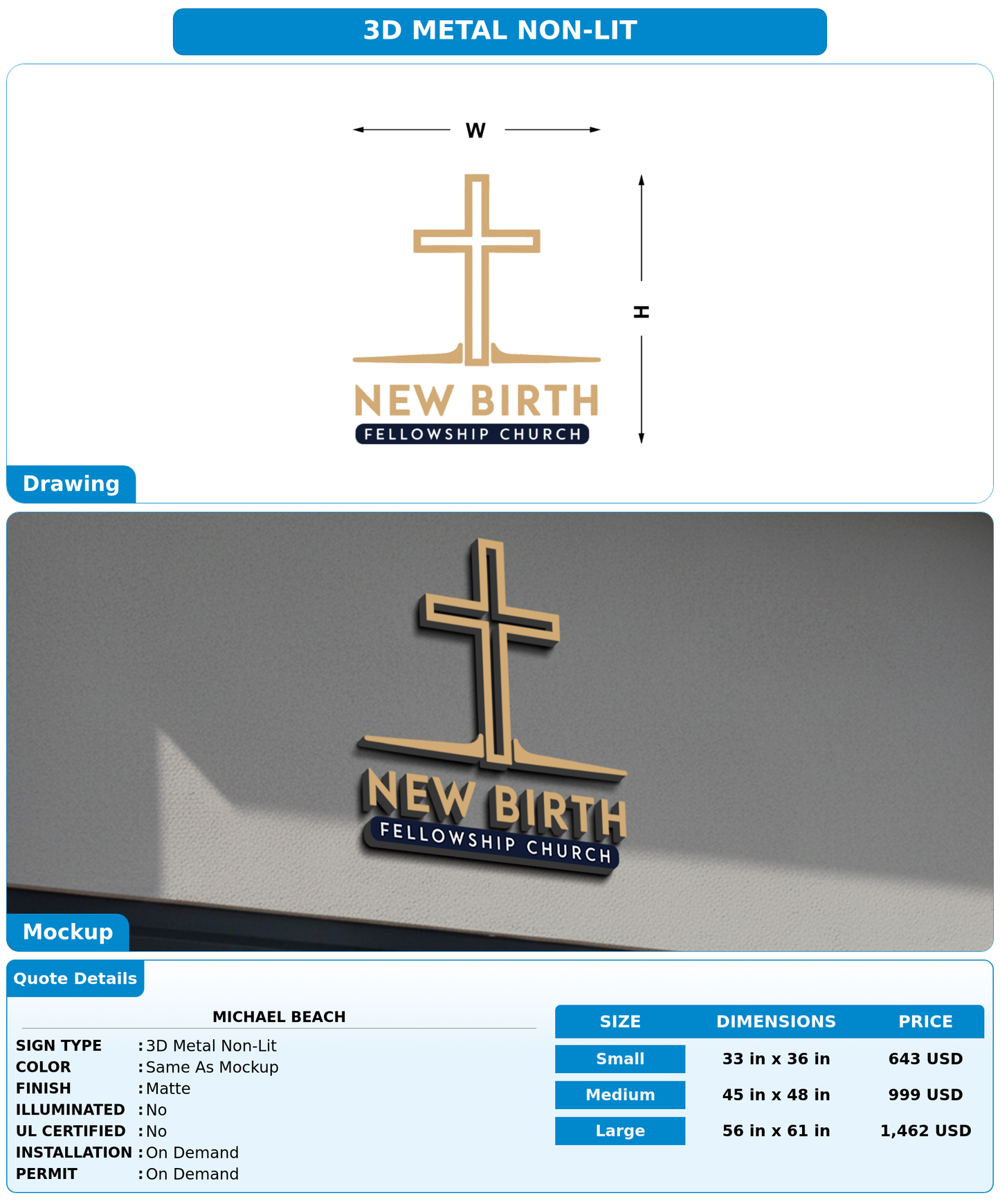 CUSTOM MOCKUP SIGN FOR Michael Beach