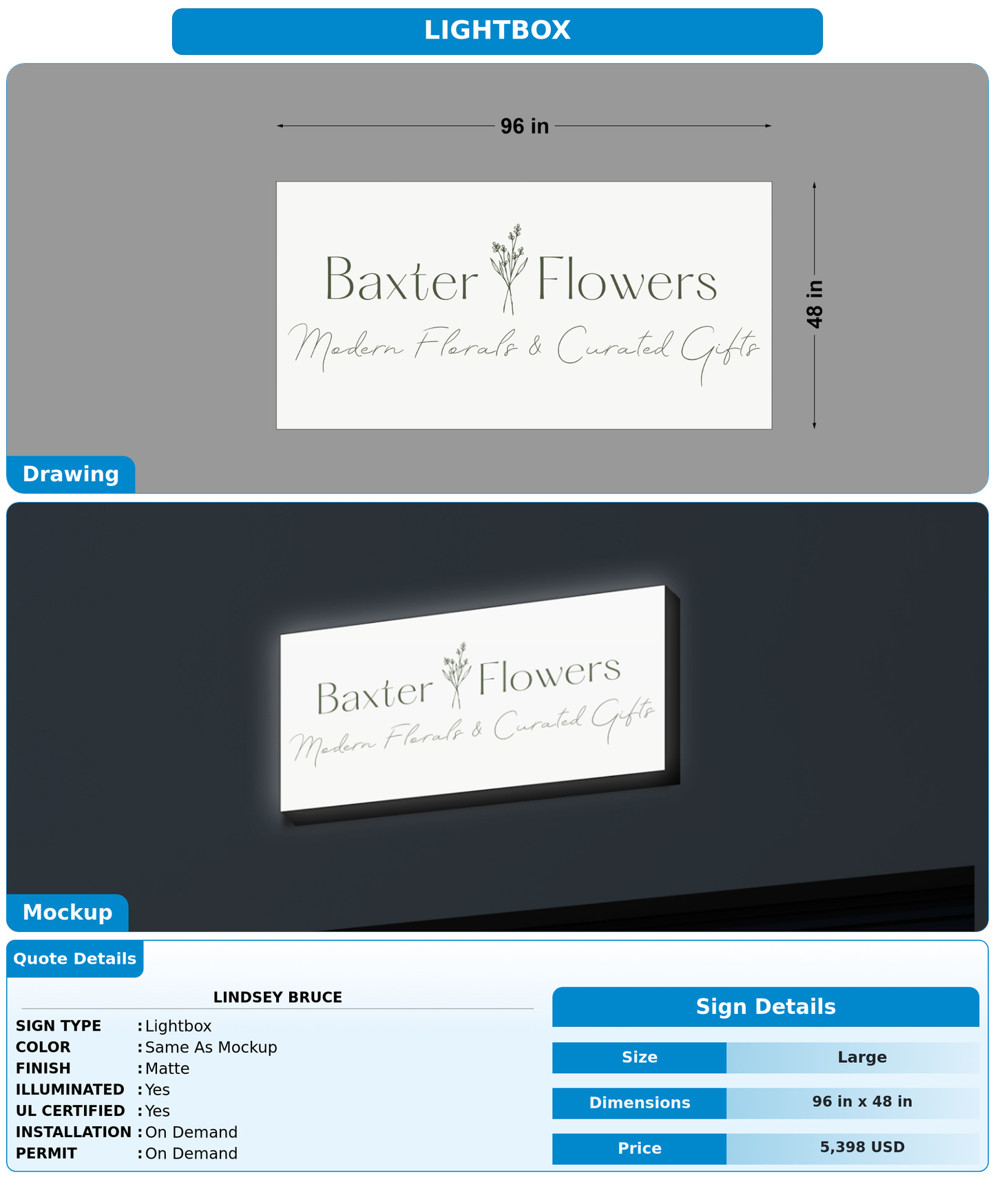 CUSTOM MOCKUP SIGN FOR Lindsey Bruce