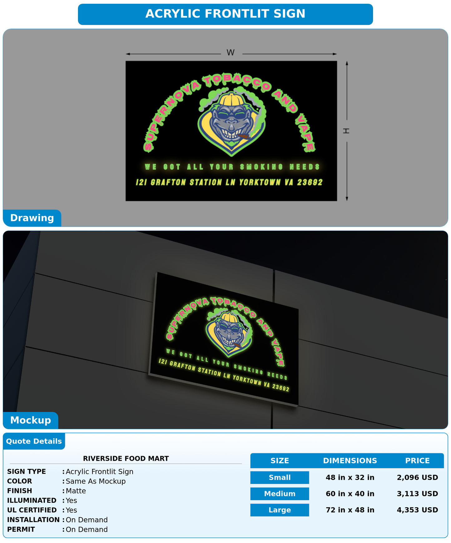 CUSTOM MOCKUP SIGN FOR Riverside food mart