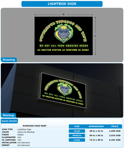 CUSTOM MOCKUP SIGN FOR Riverside food mart