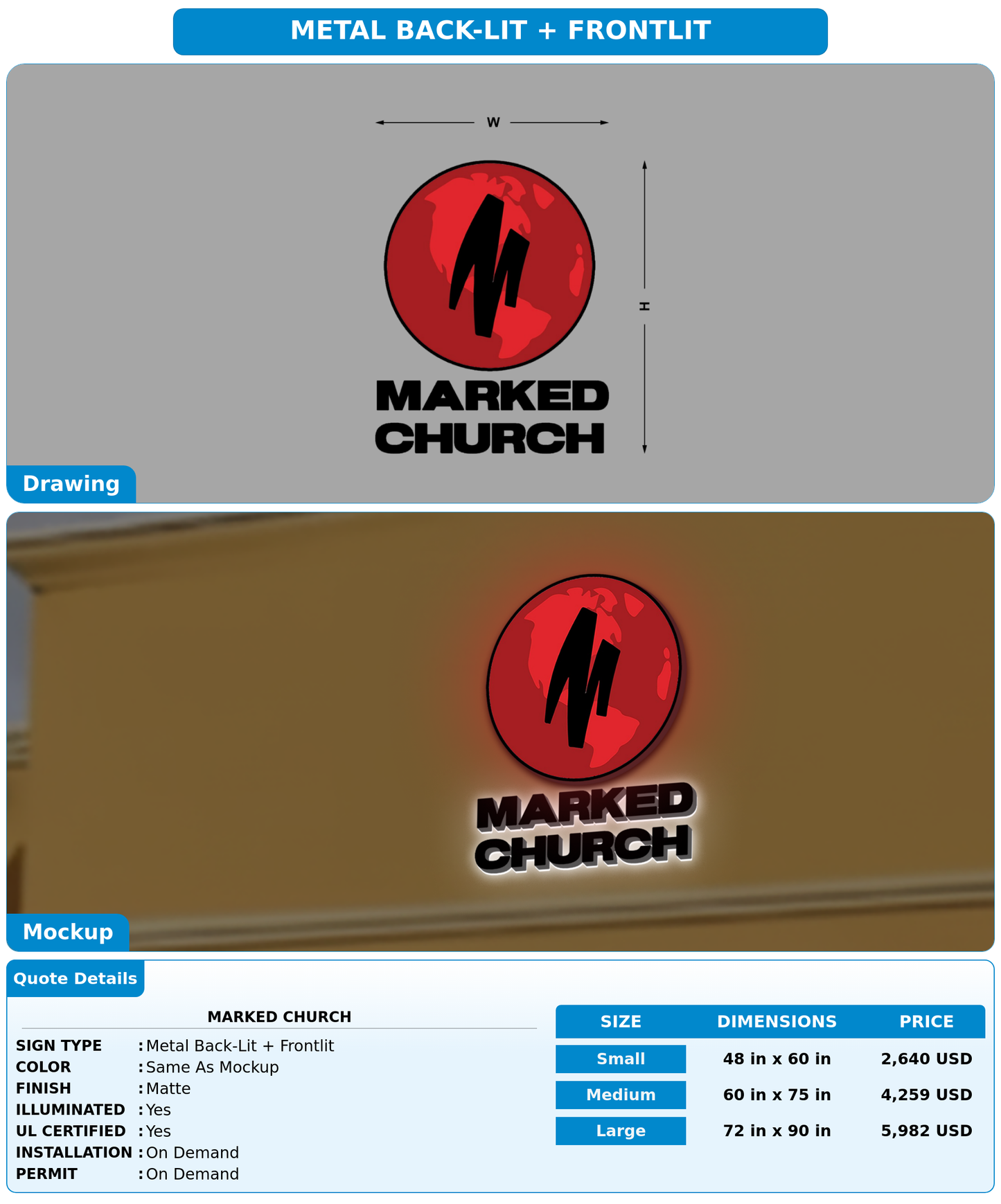 CUSTOM MOCKUP SIGN FOR Marked Church