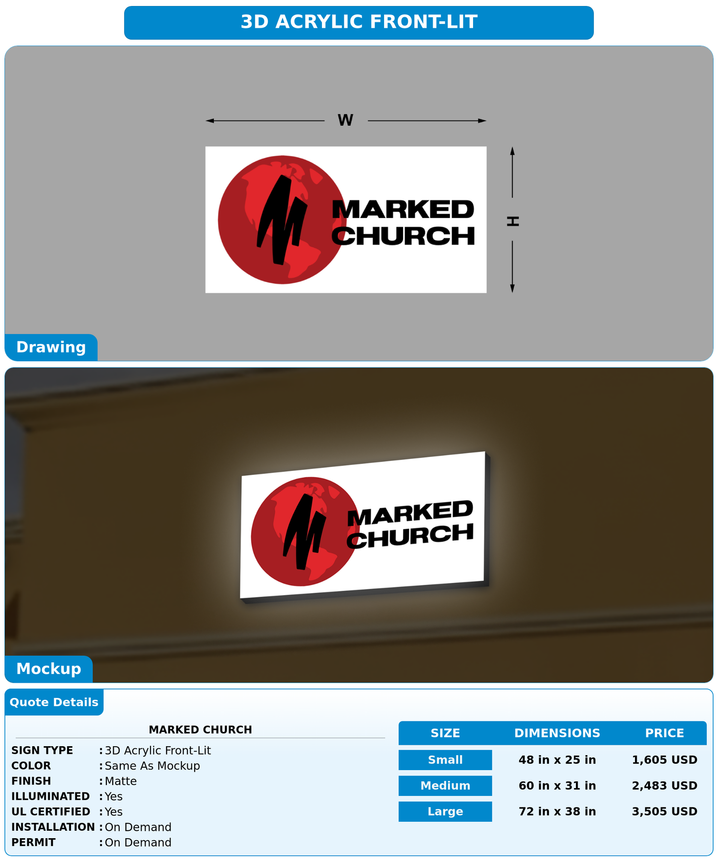 CUSTOM MOCKUP SIGN FOR Marked Church
