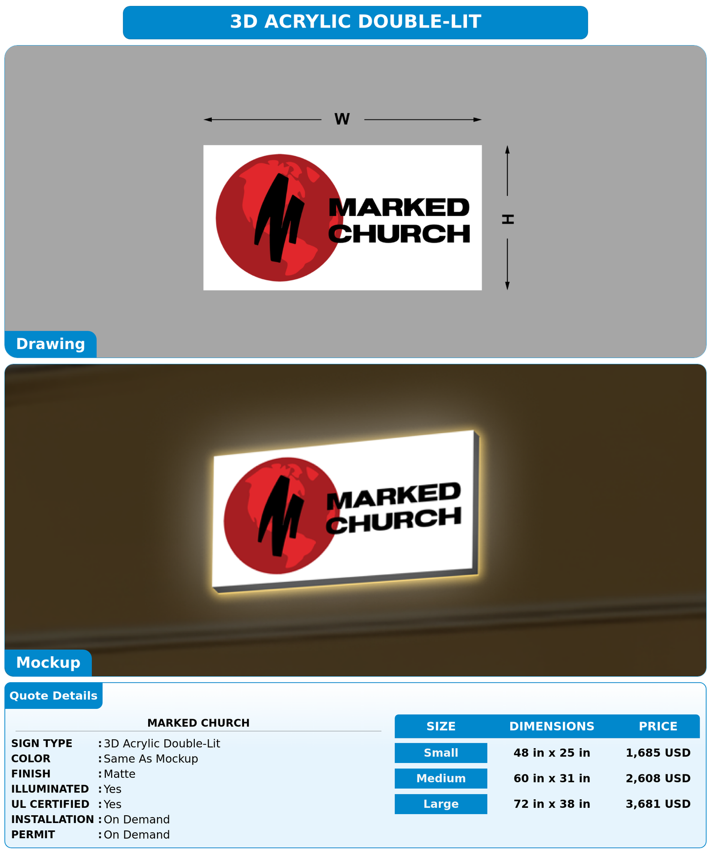 CUSTOM MOCKUP SIGN FOR Marked Church