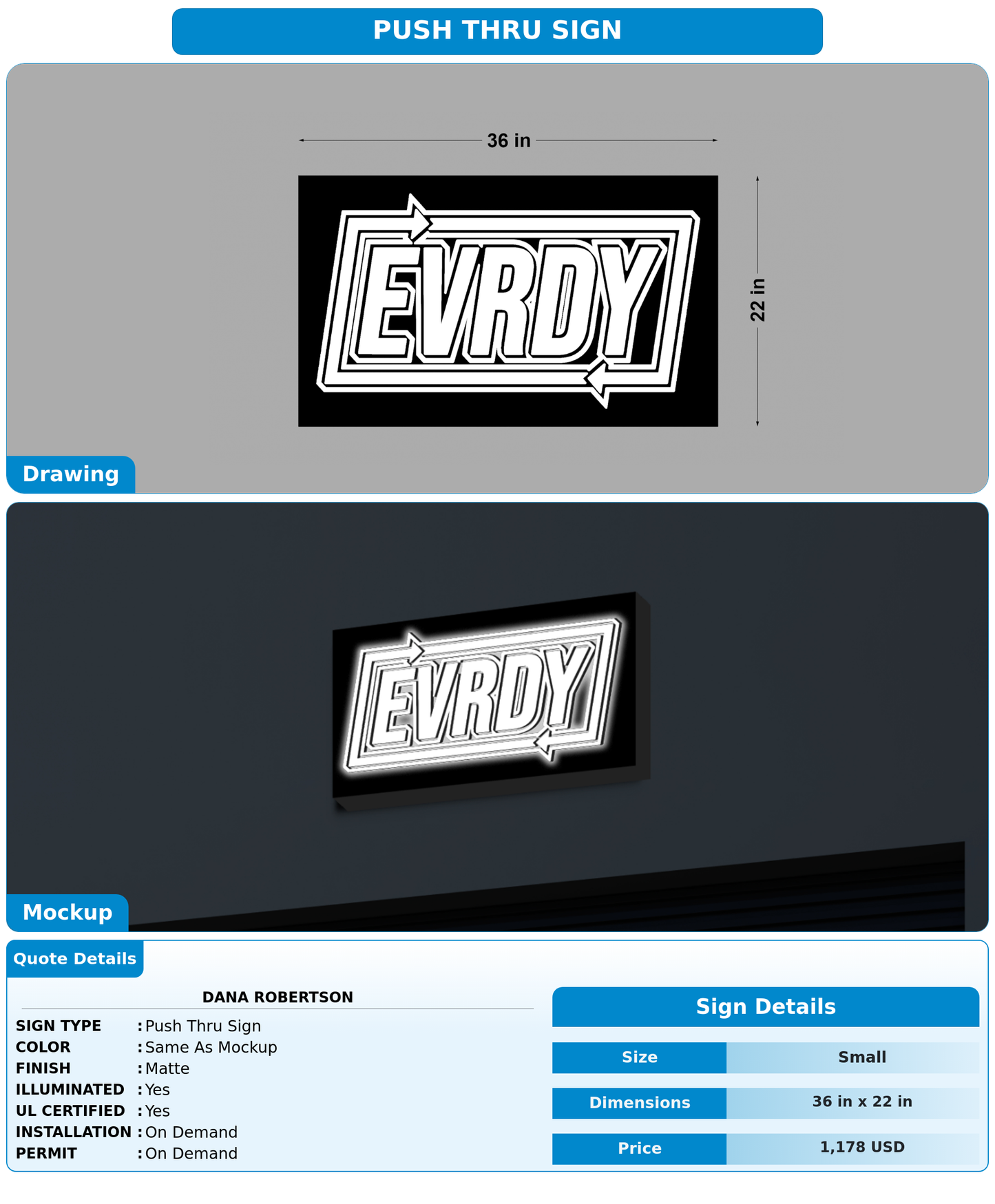 CUSTOM MOCKUP SIGN FOR Dana Robertson