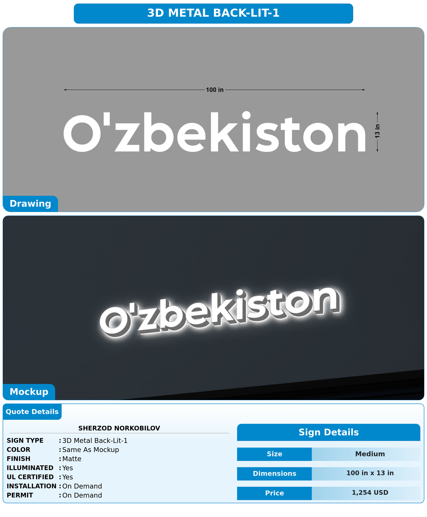 CUSTOM MOCKUP SIGN FOR Sherzod Norkobilov