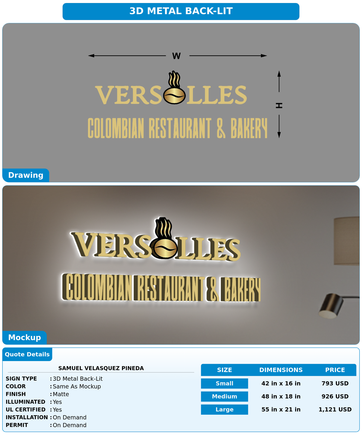 CUSTOM MOCKUP SIGN FOR Samuel Velasquez Pineda
