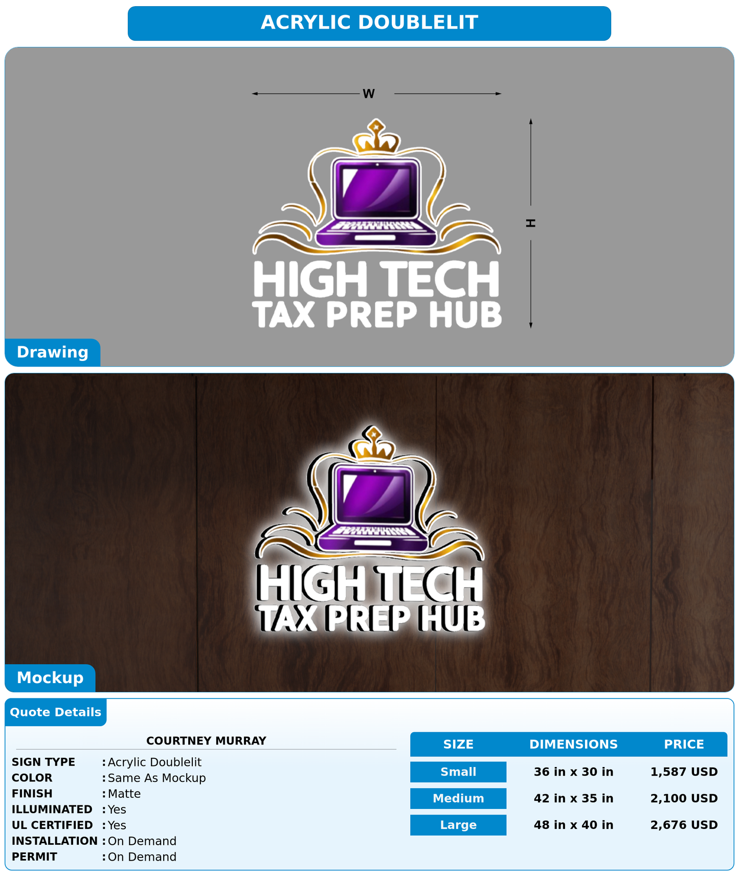 CUSTOM MOCKUP SIGN FOR Courtney Murray