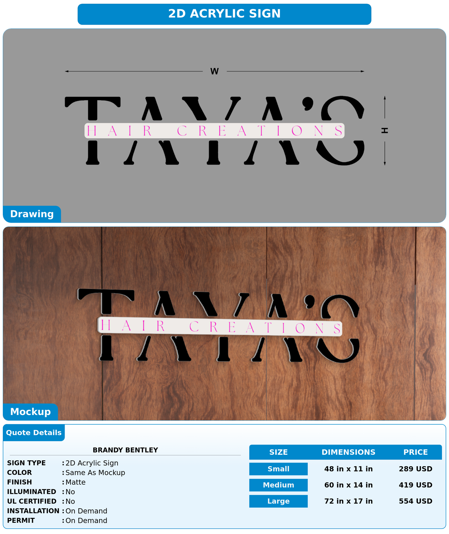CUSTOM MOCKUP SIGN FOR Brandy Bentley
