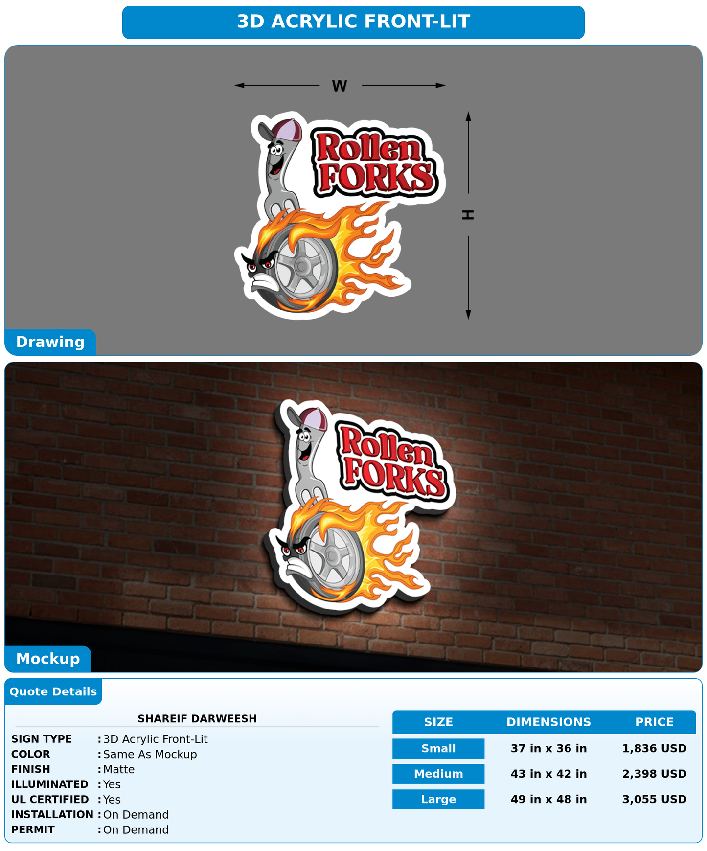CUSTOM MOCKUP SIGN FOR Shareif Darweesh