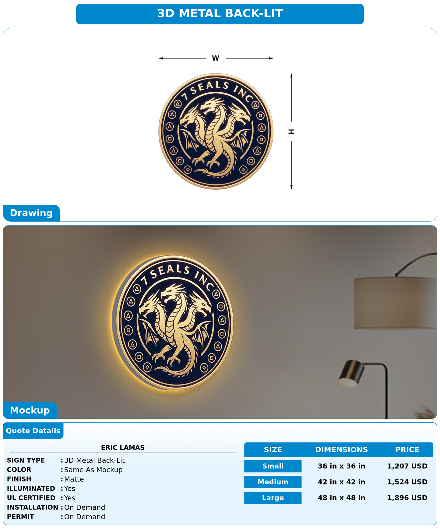 CUSTOM MOCKUP SIGN FOR Eric Lamas