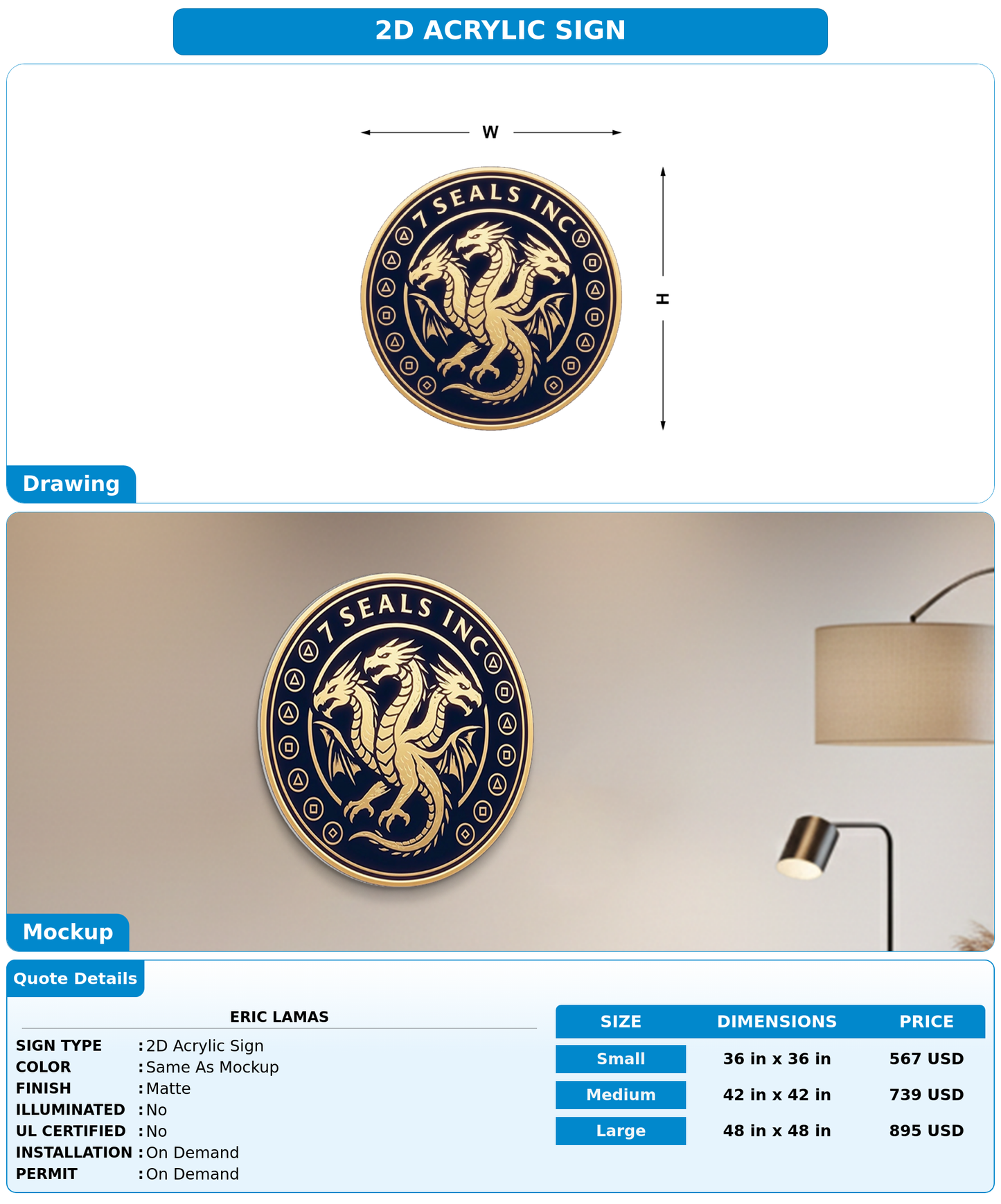 CUSTOM MOCKUP SIGN FOR Eric Lamas