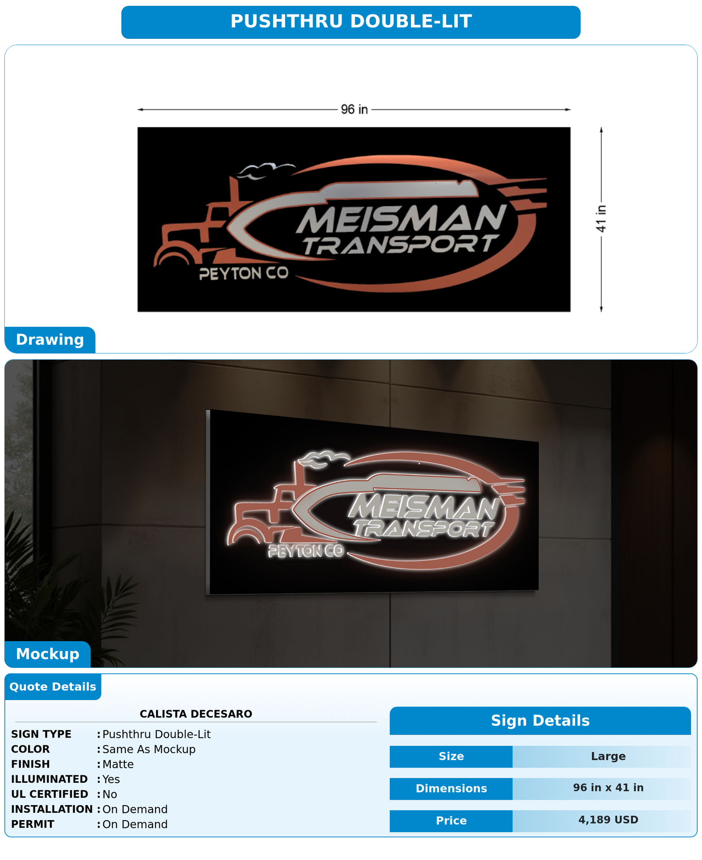 CUSTOM MOCKUP SIGN FOR Calista  DeCesaro