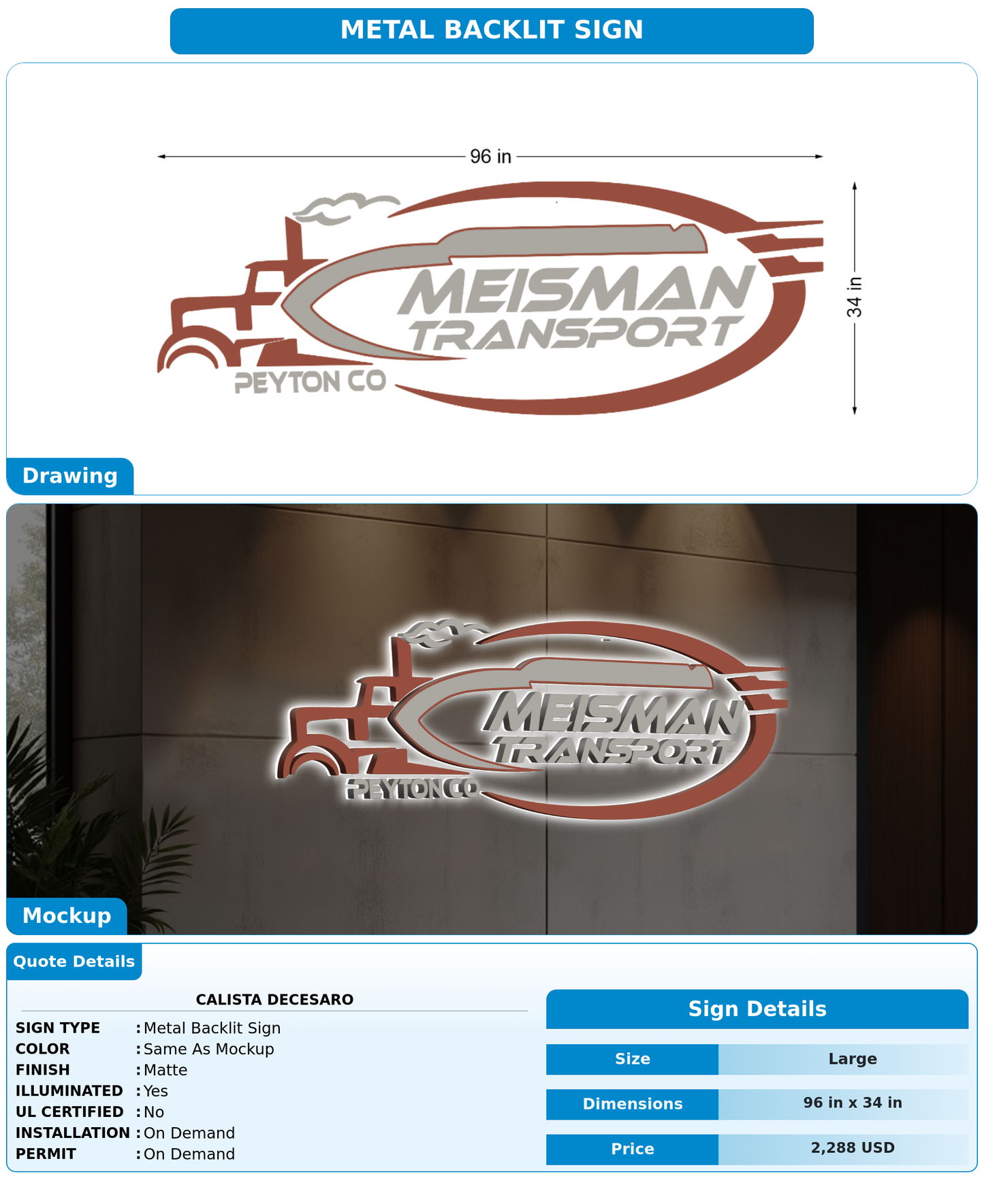 CUSTOM MOCKUP SIGN FOR Calista  DeCesaro