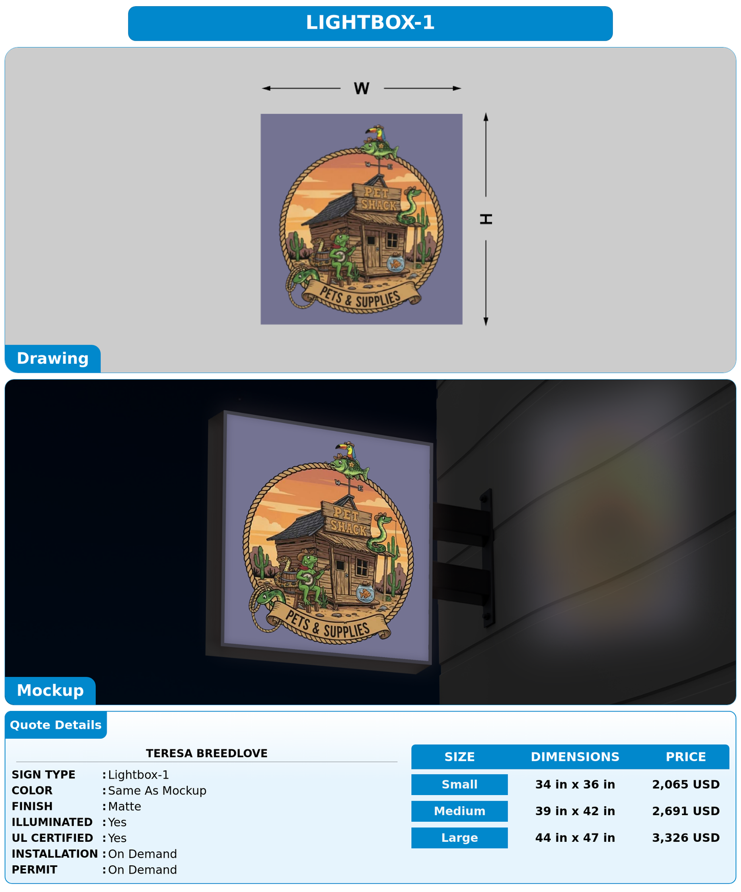 CUSTOM MOCKUP SIGN FOR Teresa Breedlove