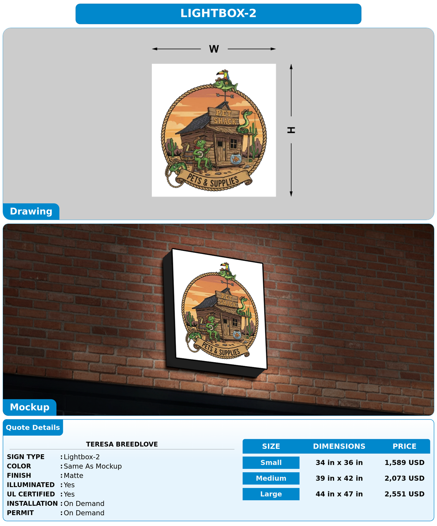 CUSTOM MOCKUP SIGN FOR Teresa Breedlove