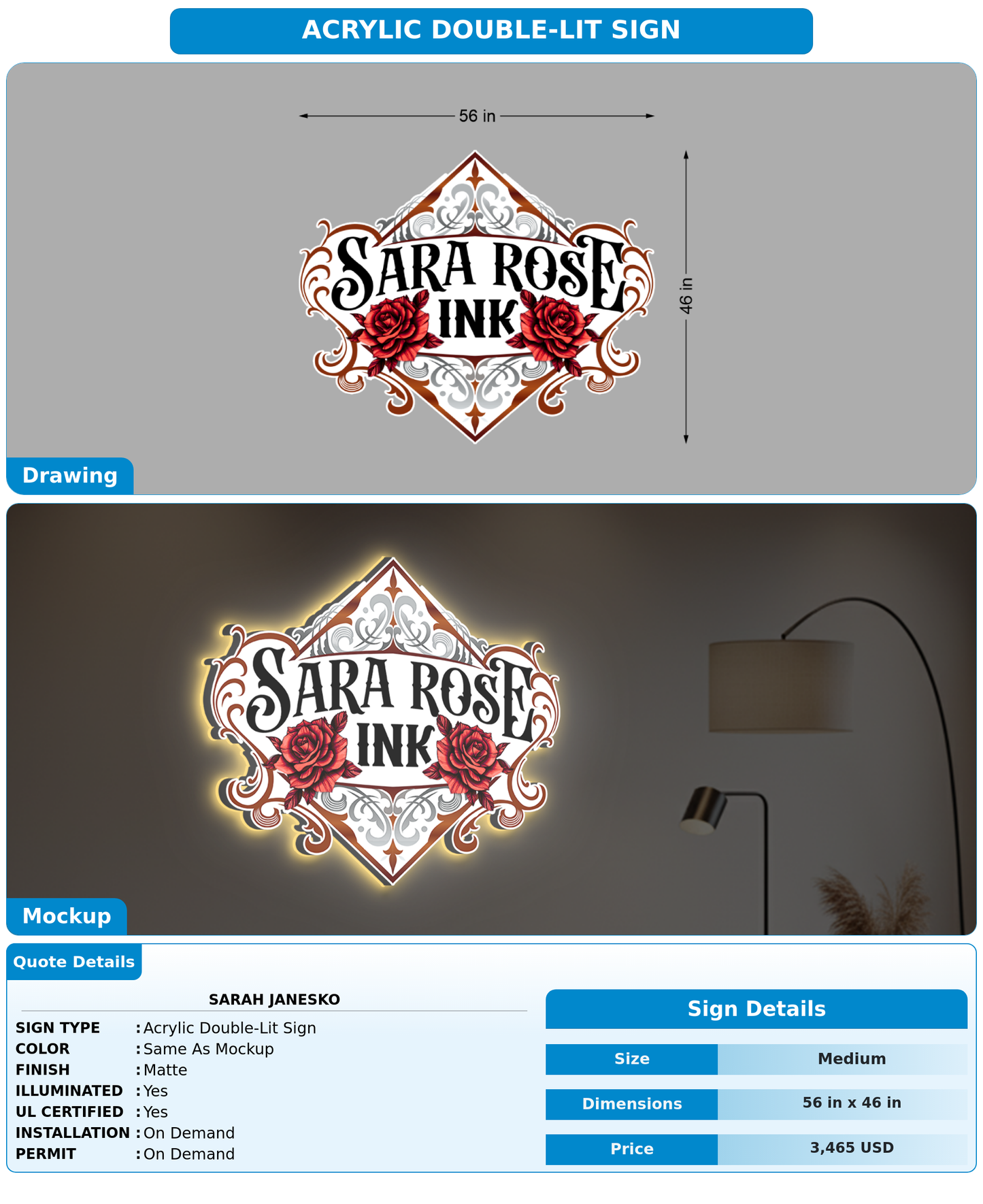CUSTOM MOCKUP SIGN FOR Sarah Janesko