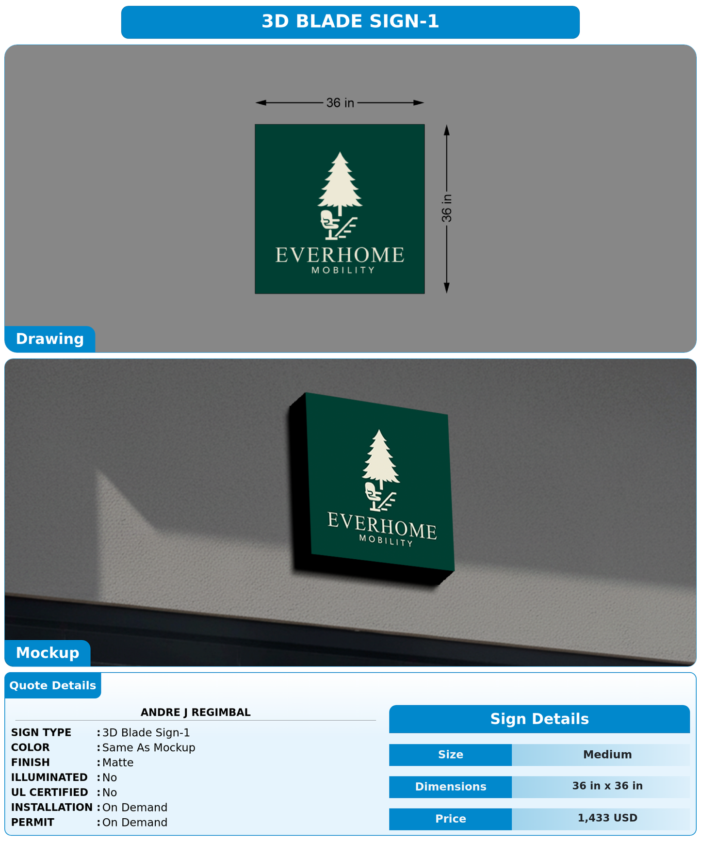 CUSTOM MOCKUP SIGN FOR Andre J Regimbal