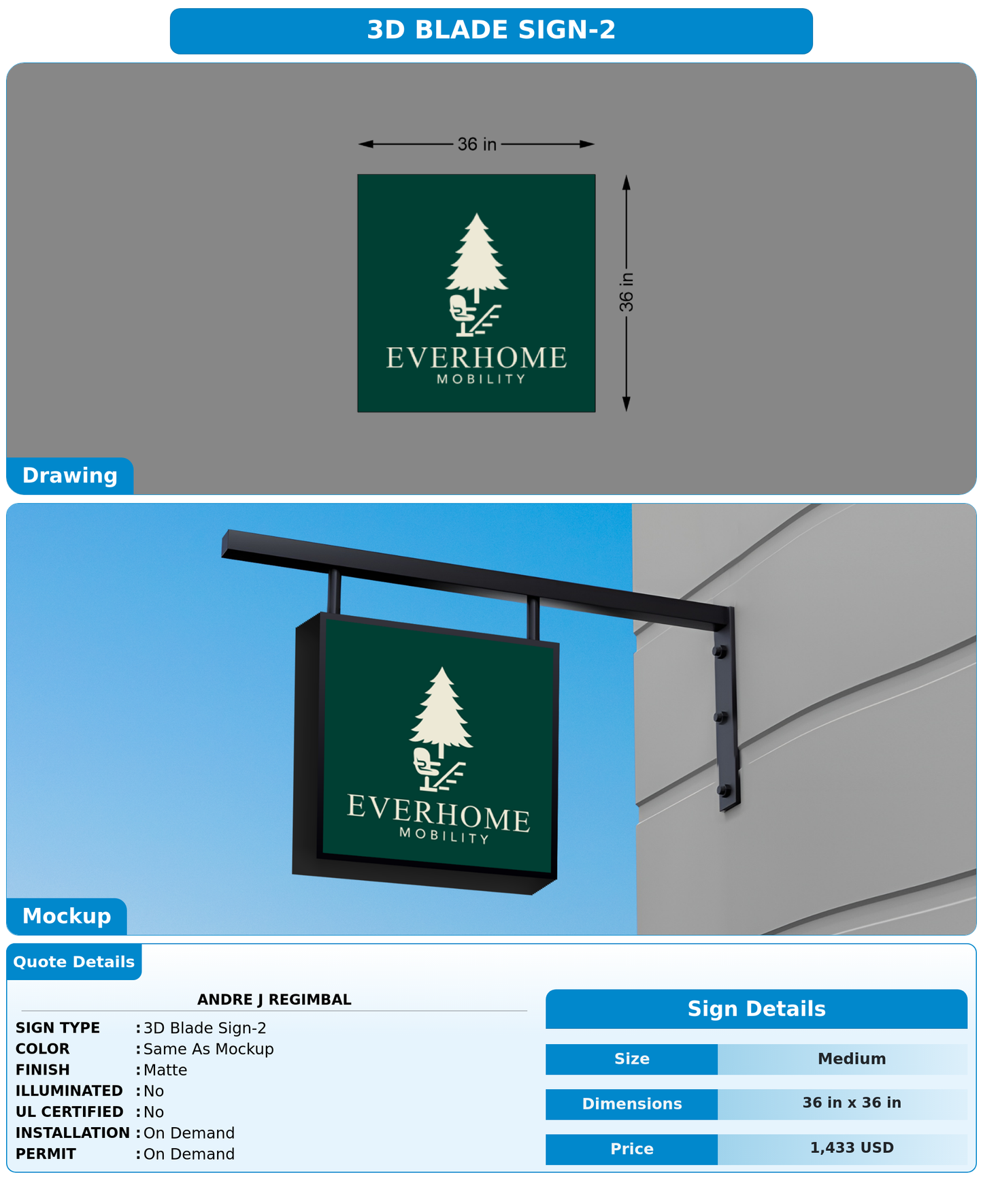 CUSTOM MOCKUP SIGN FOR Andre J Regimbal