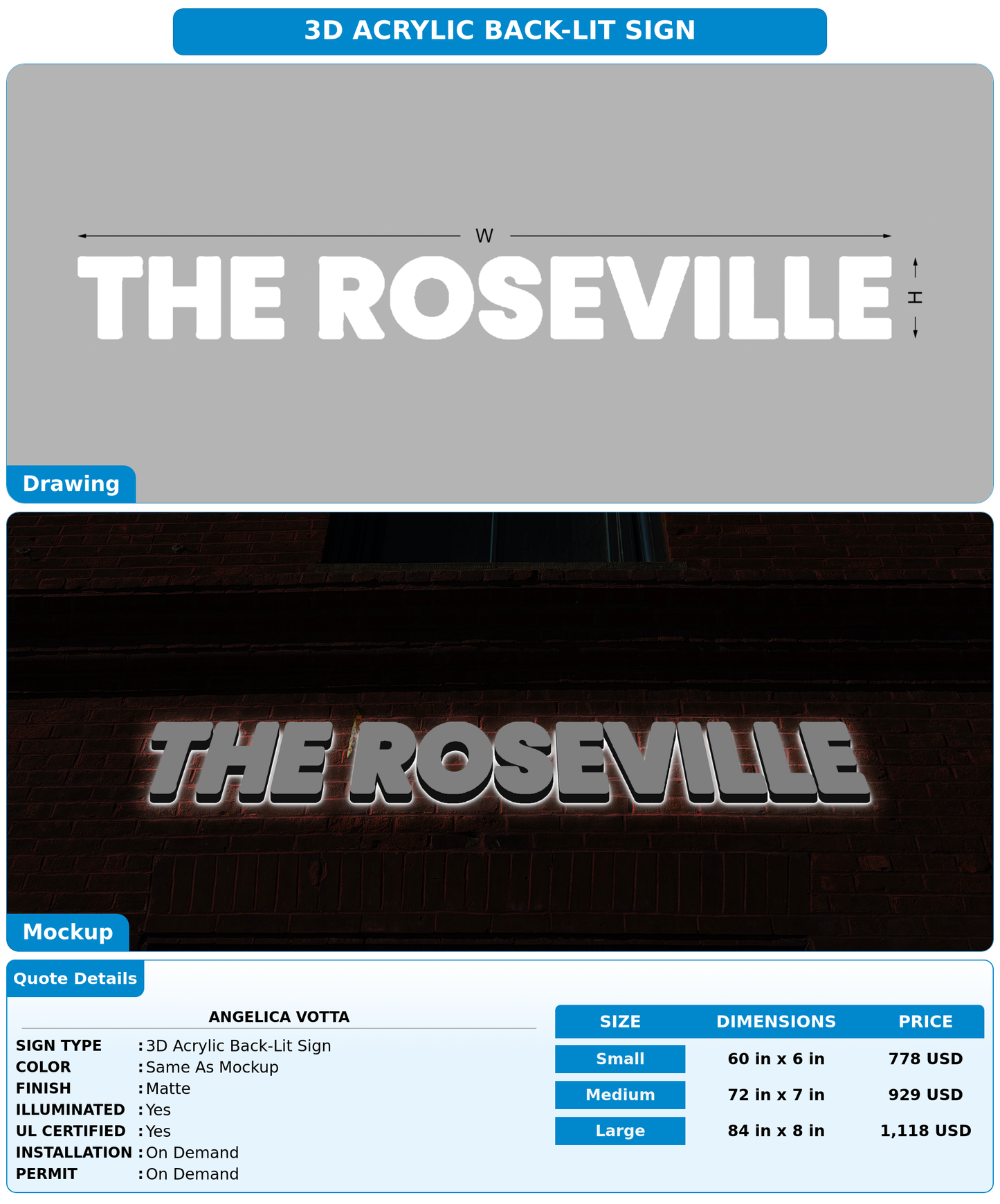 CUSTOM MOCKUP SIGN FOR Angelica Votta
