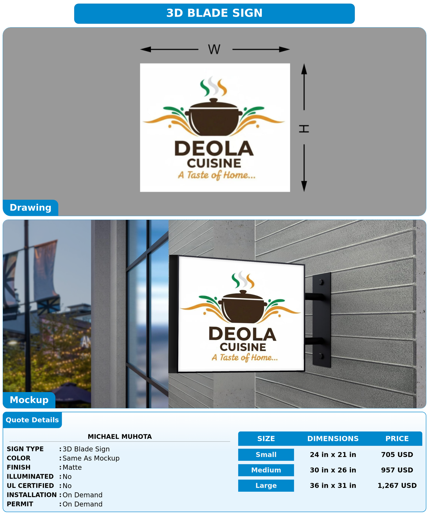 CUSTOM MOCKUP SIGN FOR Michael Muhota