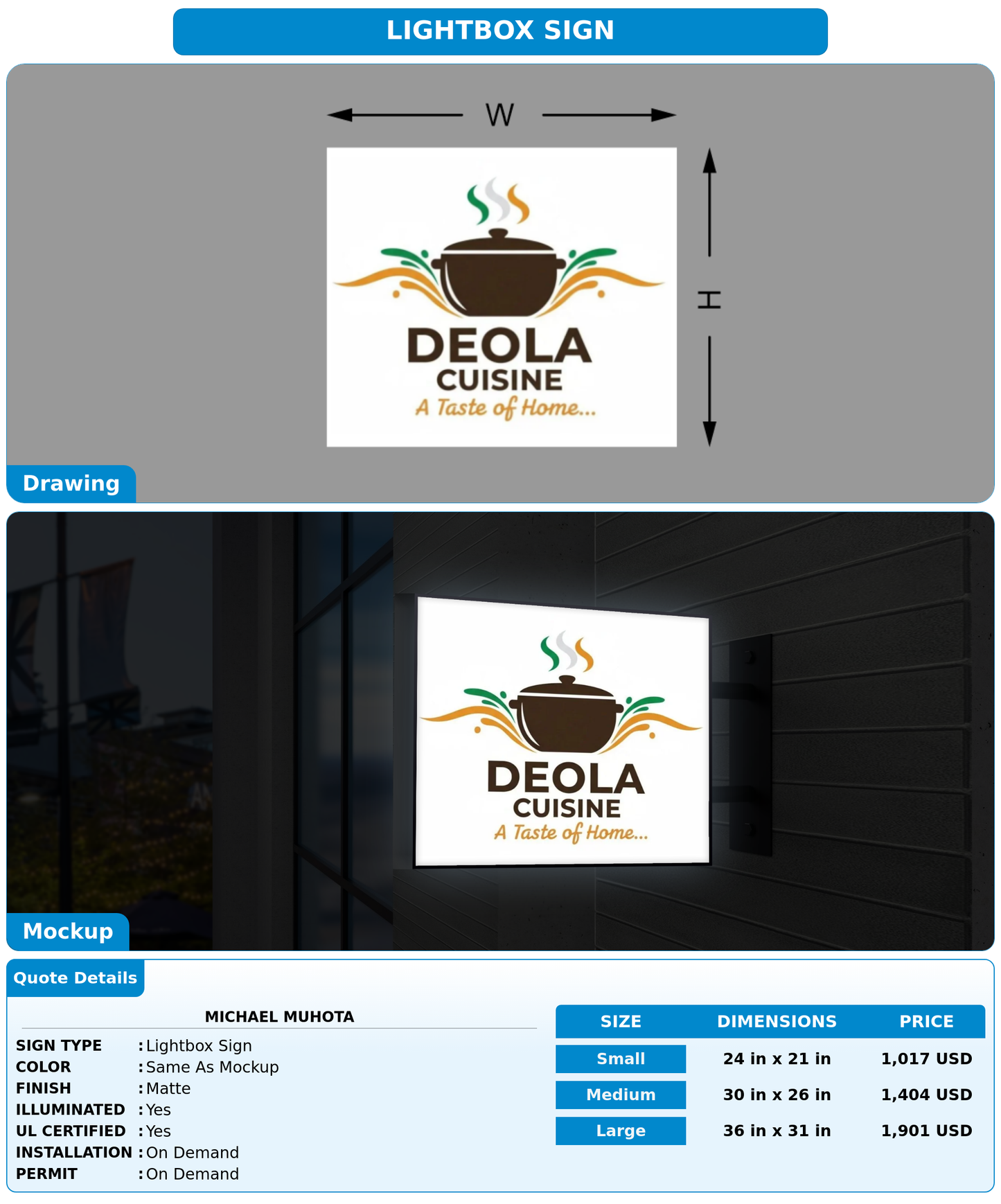 CUSTOM MOCKUP SIGN FOR Michael Muhota