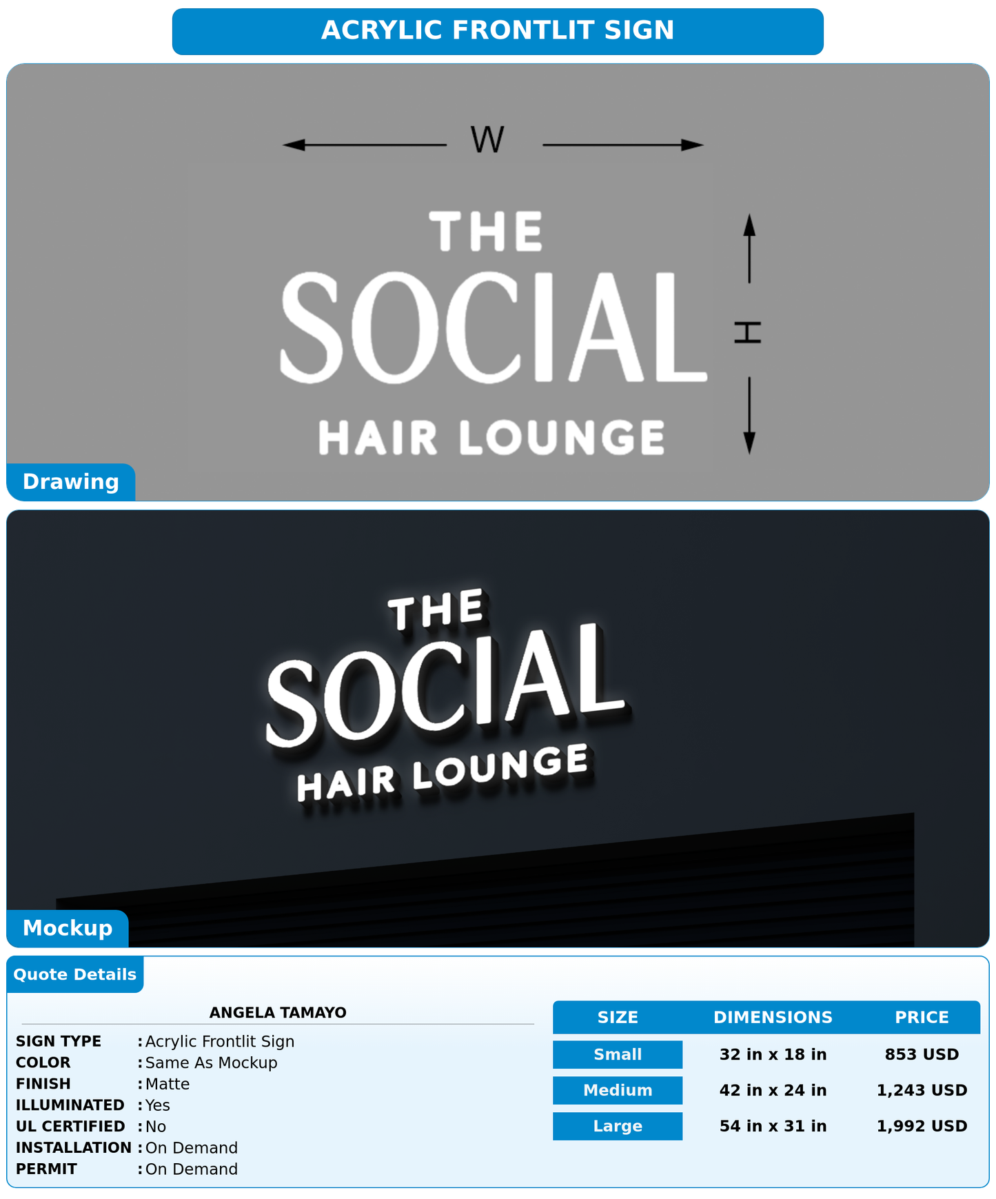 CUSTOM MOCKUP SIGN FOR Angela Tamayo