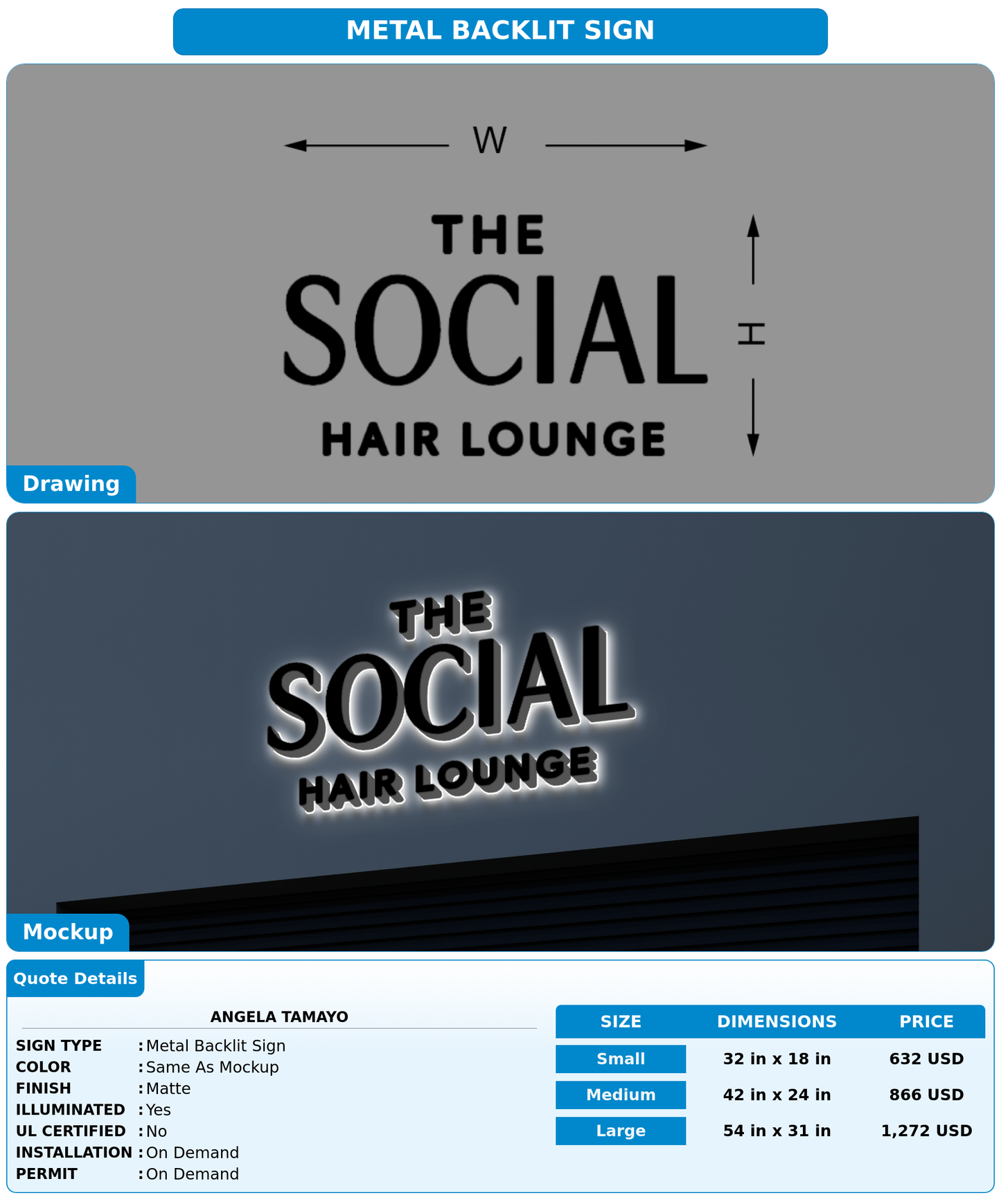 CUSTOM MOCKUP SIGN FOR Angela Tamayo