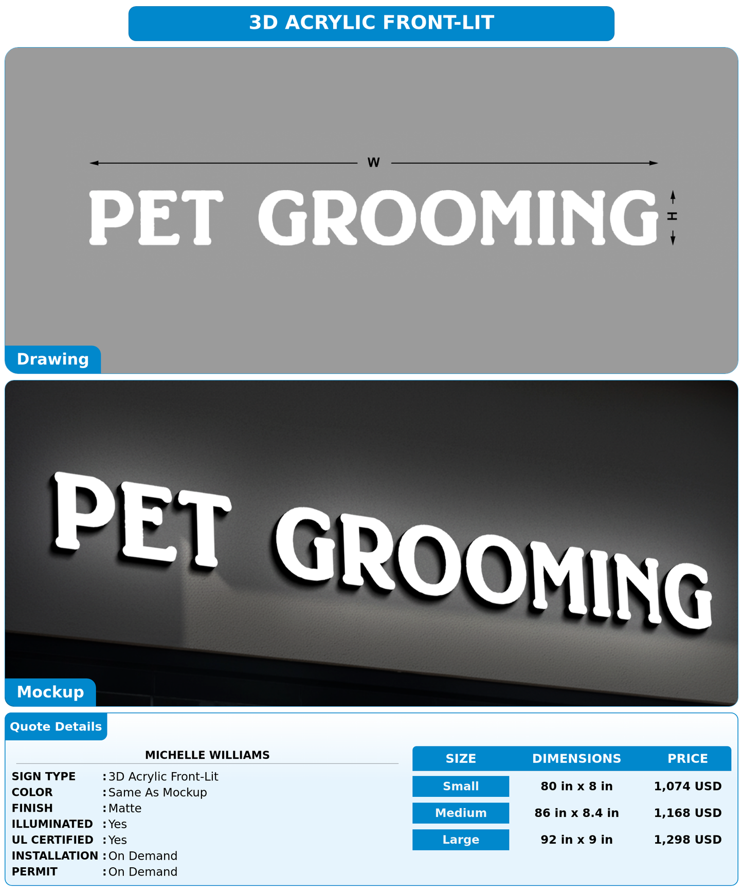 CUSTOM MOCKUP SIGN FOR Michelle Williams