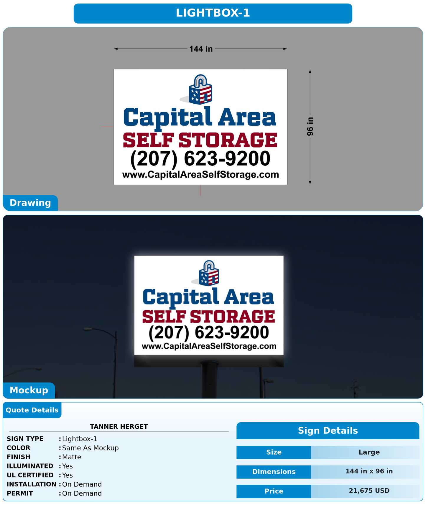 CUSTOM MOCKUP SIGN FOR Tanner Herget