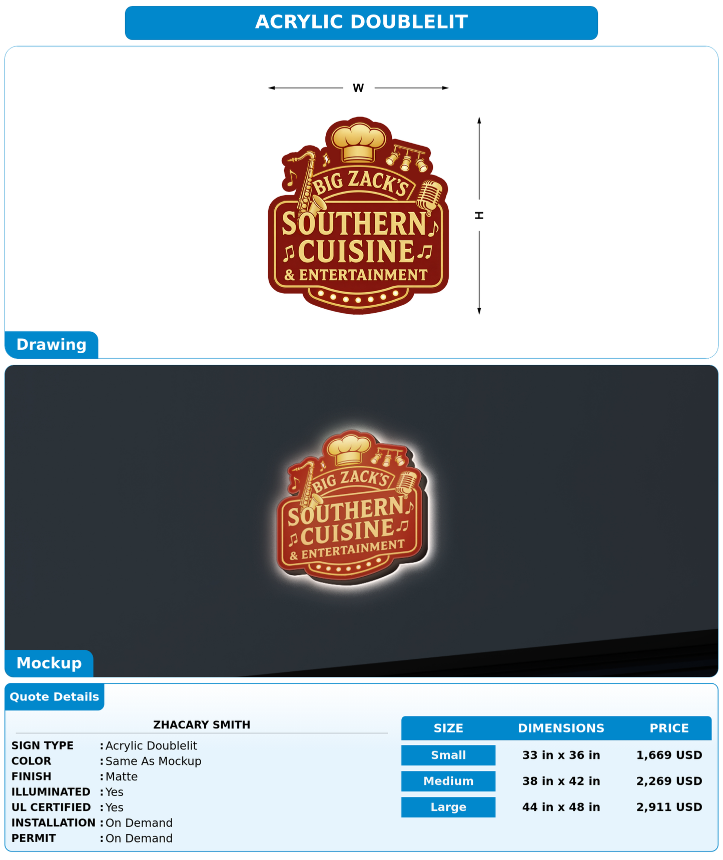 CUSTOM MOCKUP SIGN FOR Zhacary Smith