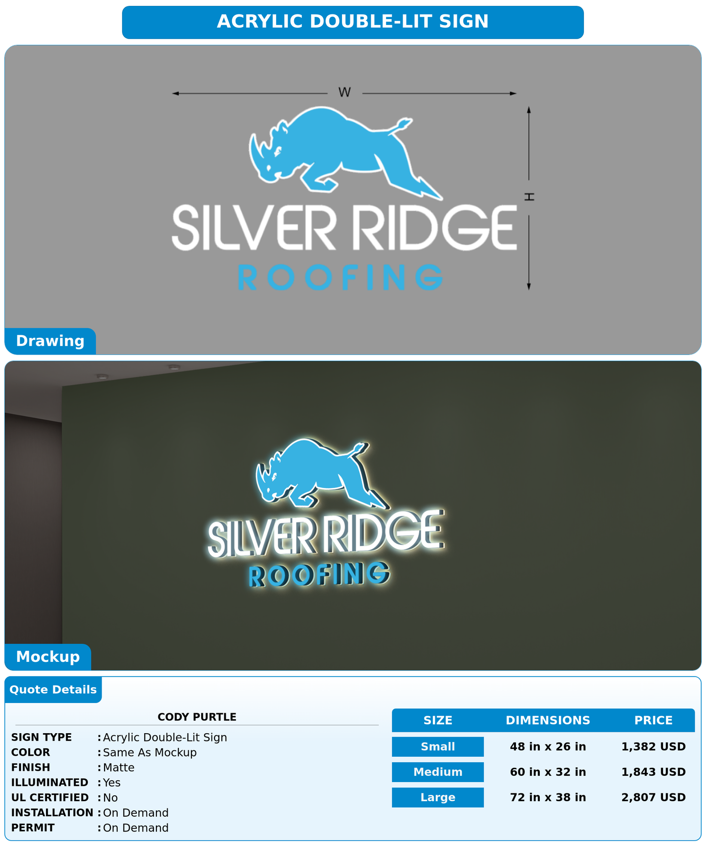 CUSTOM MOCKUP SIGN FOR Cody Purtle