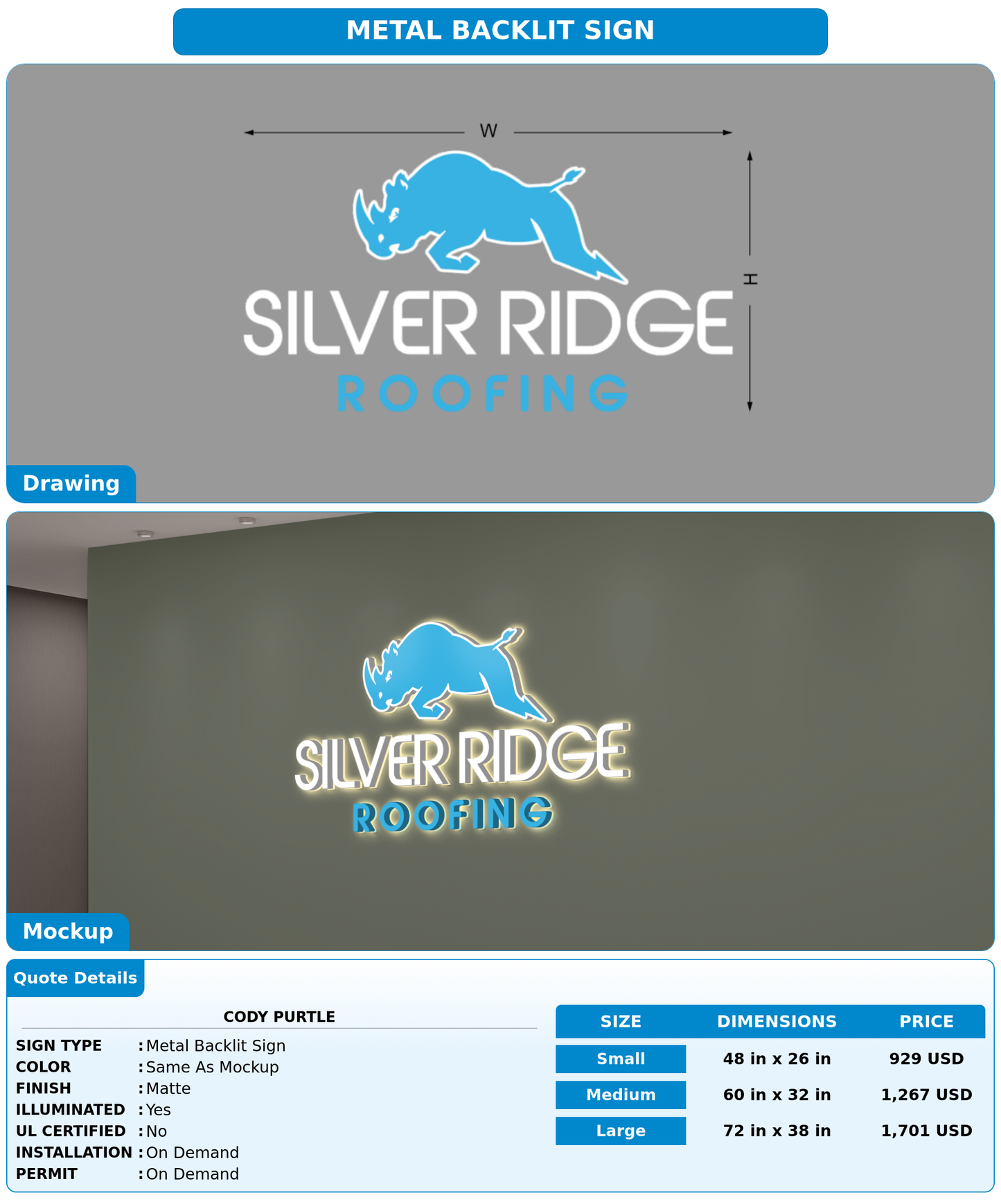 CUSTOM MOCKUP SIGN FOR Cody Purtle