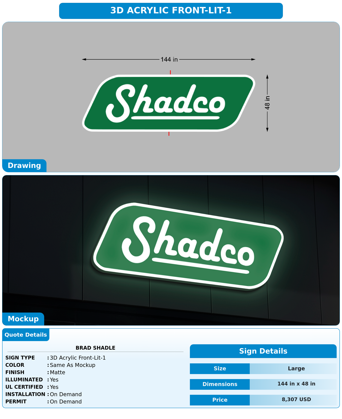 CUSTOM MOCKUP SIGN FOR Brad Shadle