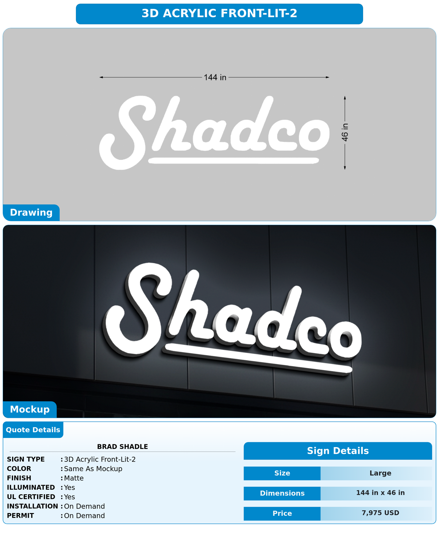 CUSTOM MOCKUP SIGN FOR Brad Shadle